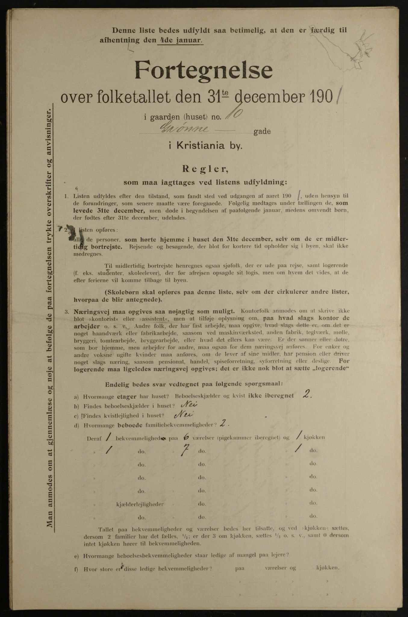 OBA, Municipal Census 1901 for Kristiania, 1901, p. 5249