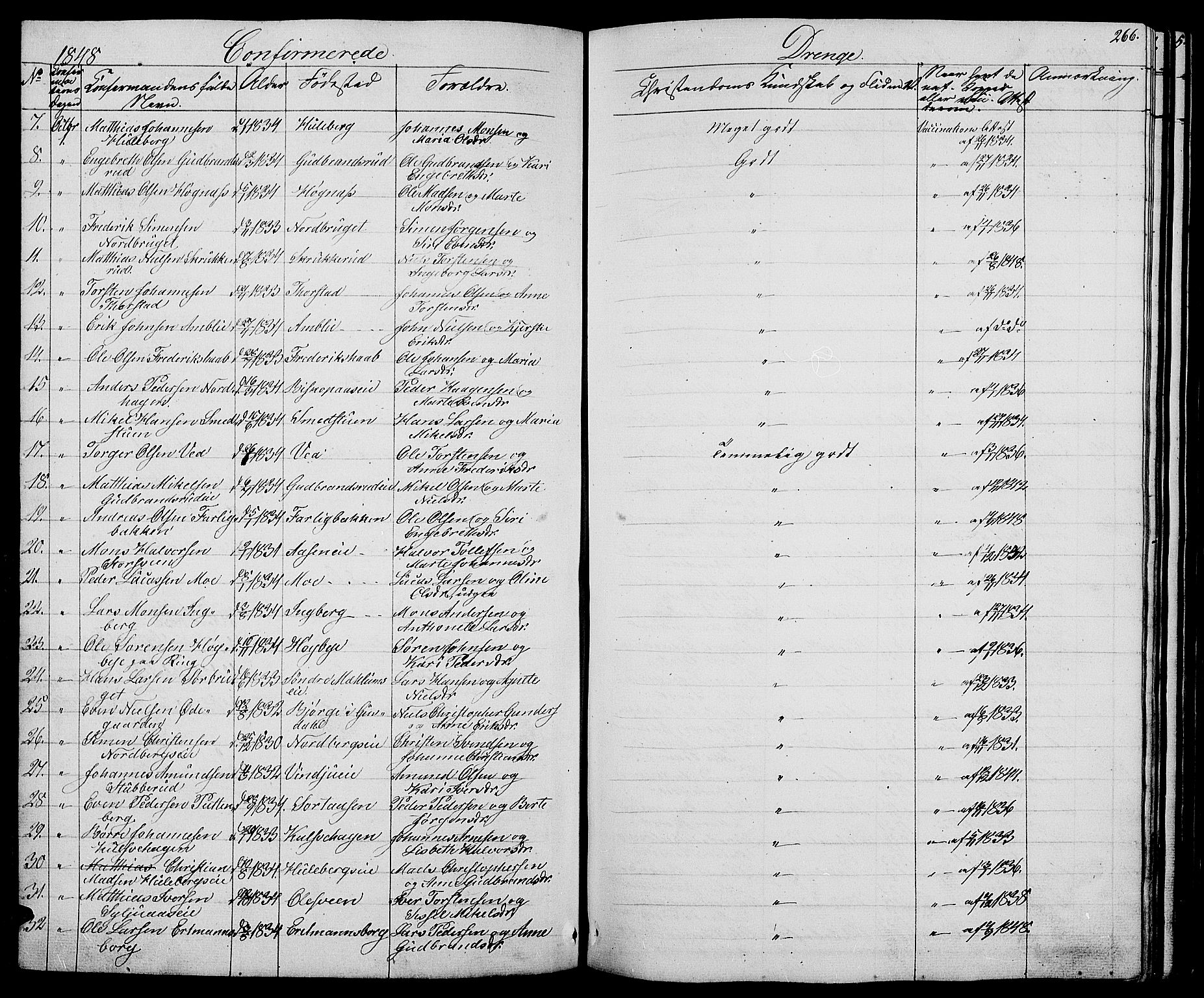 Ringsaker prestekontor, AV/SAH-PREST-014/L/La/L0005: Parish register (copy) no. 5, 1839-1850, p. 266