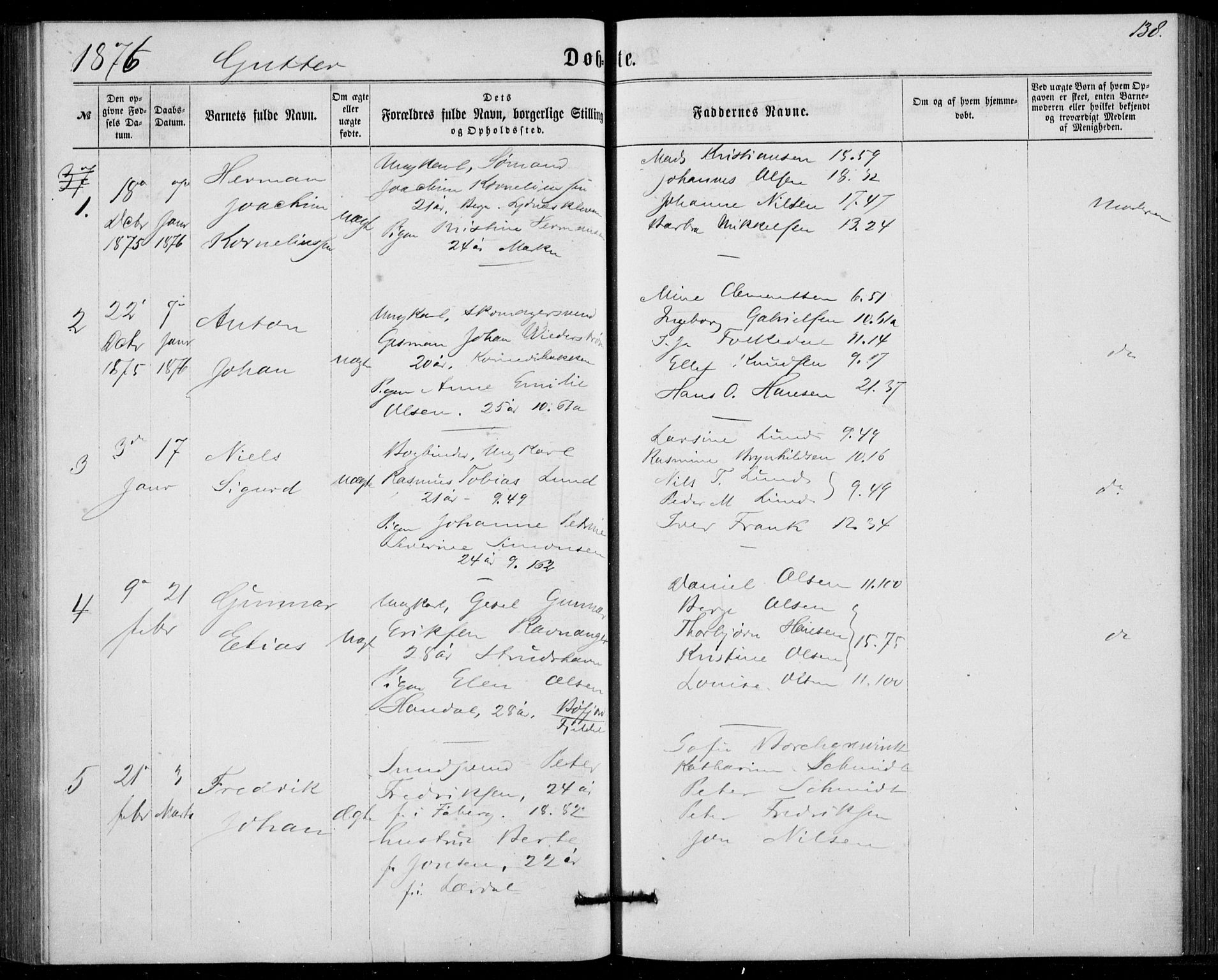 Fødselsstiftelsens sokneprestembete, ført av overlegen*, SAB/-: Parish register (official) no. A 1, 1863-1883, p. 138