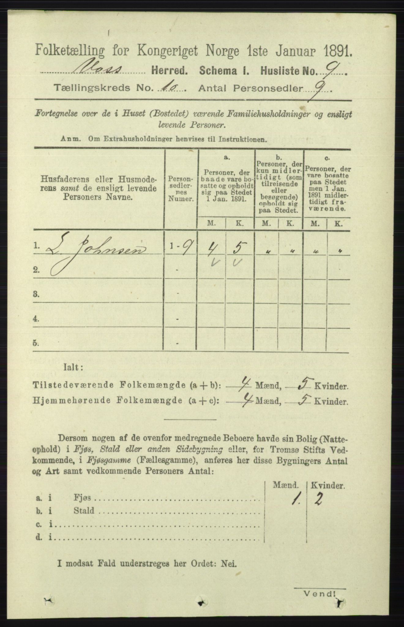 RA, 1891 census for 1235 Voss, 1891, p. 5113