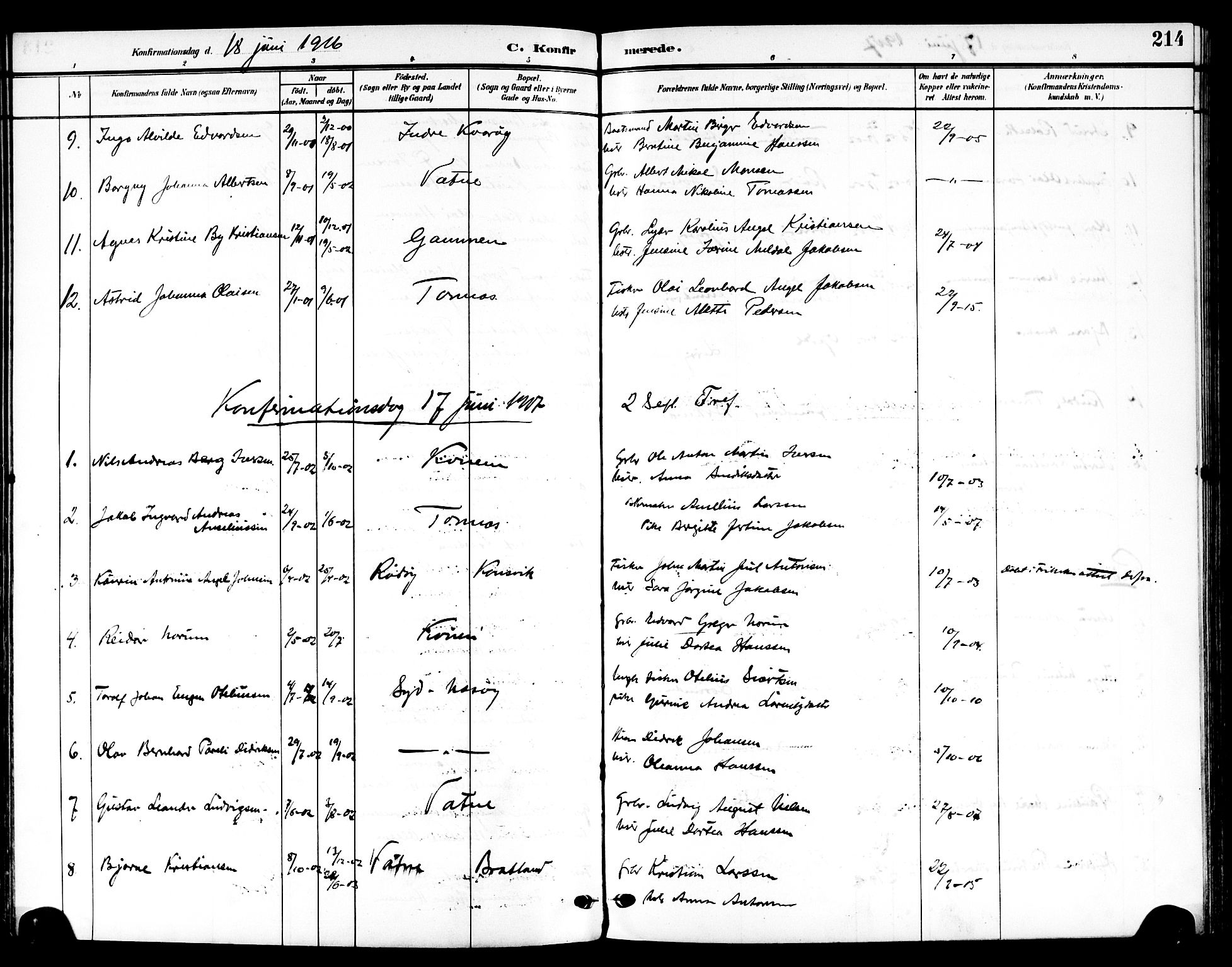 Ministerialprotokoller, klokkerbøker og fødselsregistre - Nordland, SAT/A-1459/839/L0569: Parish register (official) no. 839A06, 1903-1922, p. 214