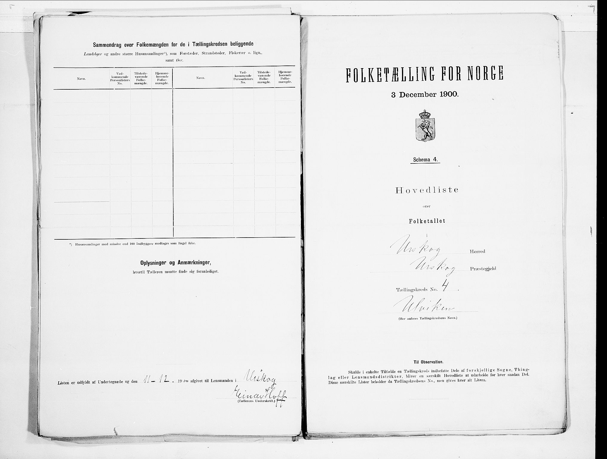 SAO, 1900 census for Aurskog, 1900, p. 12