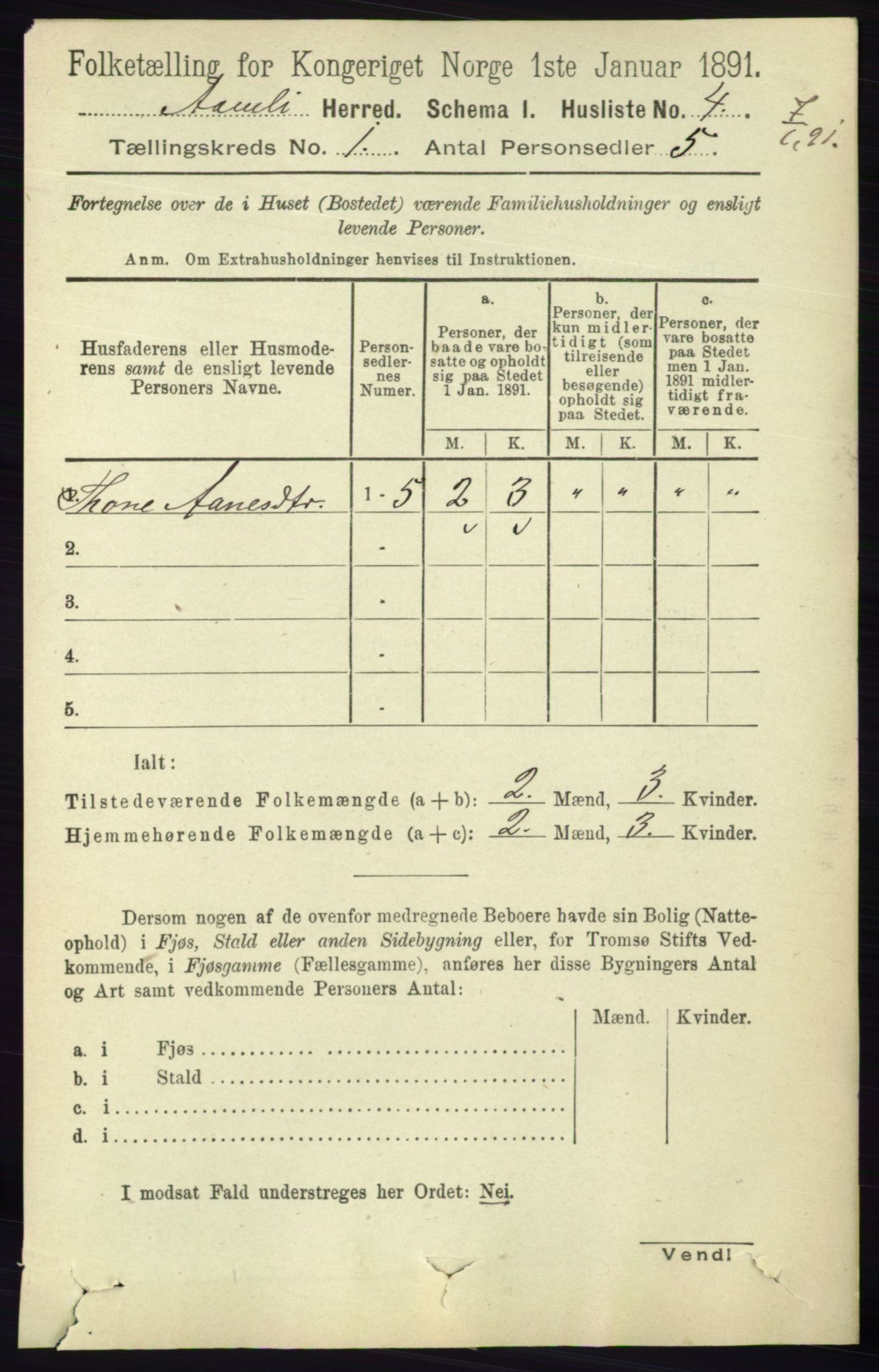 RA, 1891 census for 0929 Åmli, 1891, p. 48