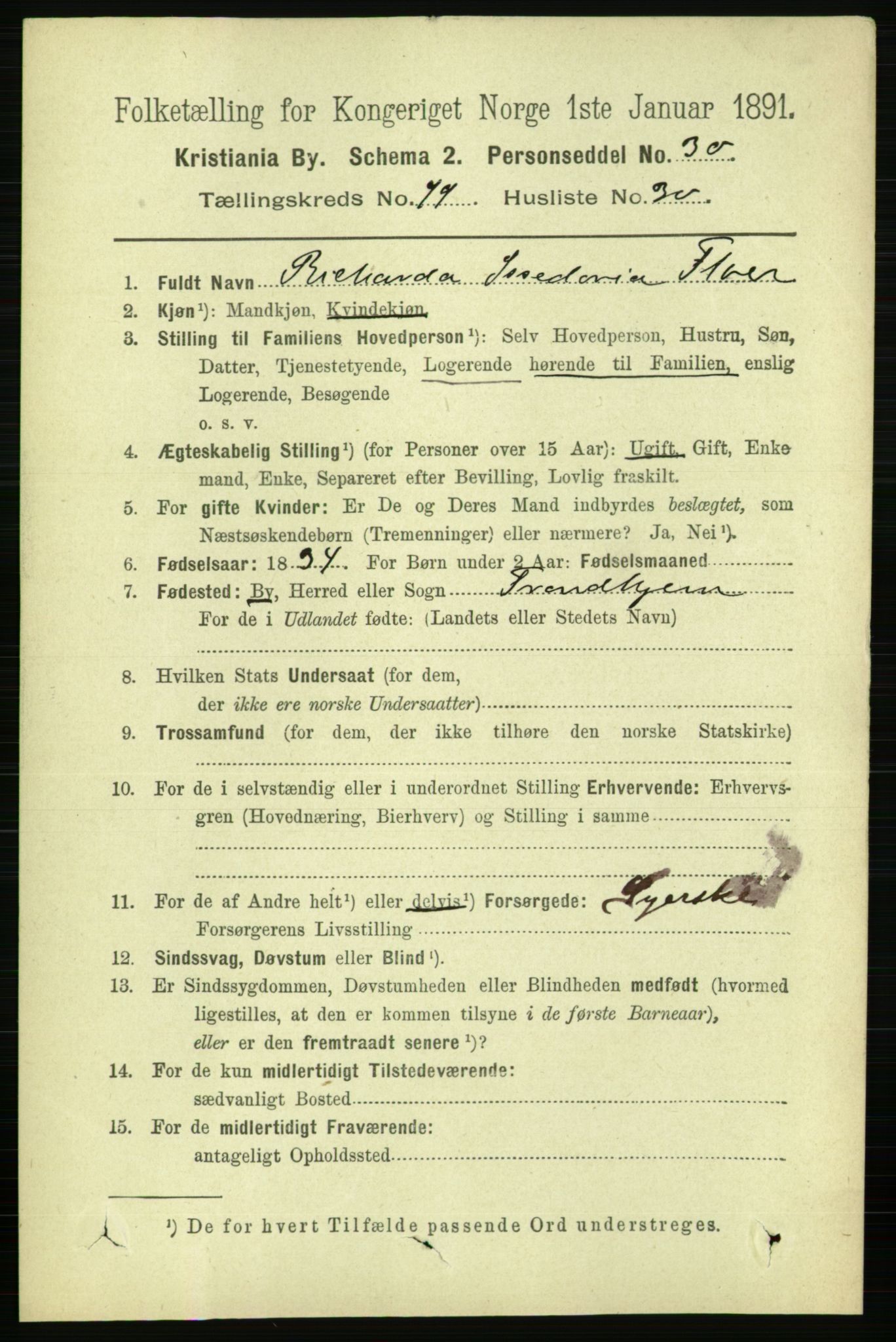 RA, 1891 census for 0301 Kristiania, 1891, p. 49124