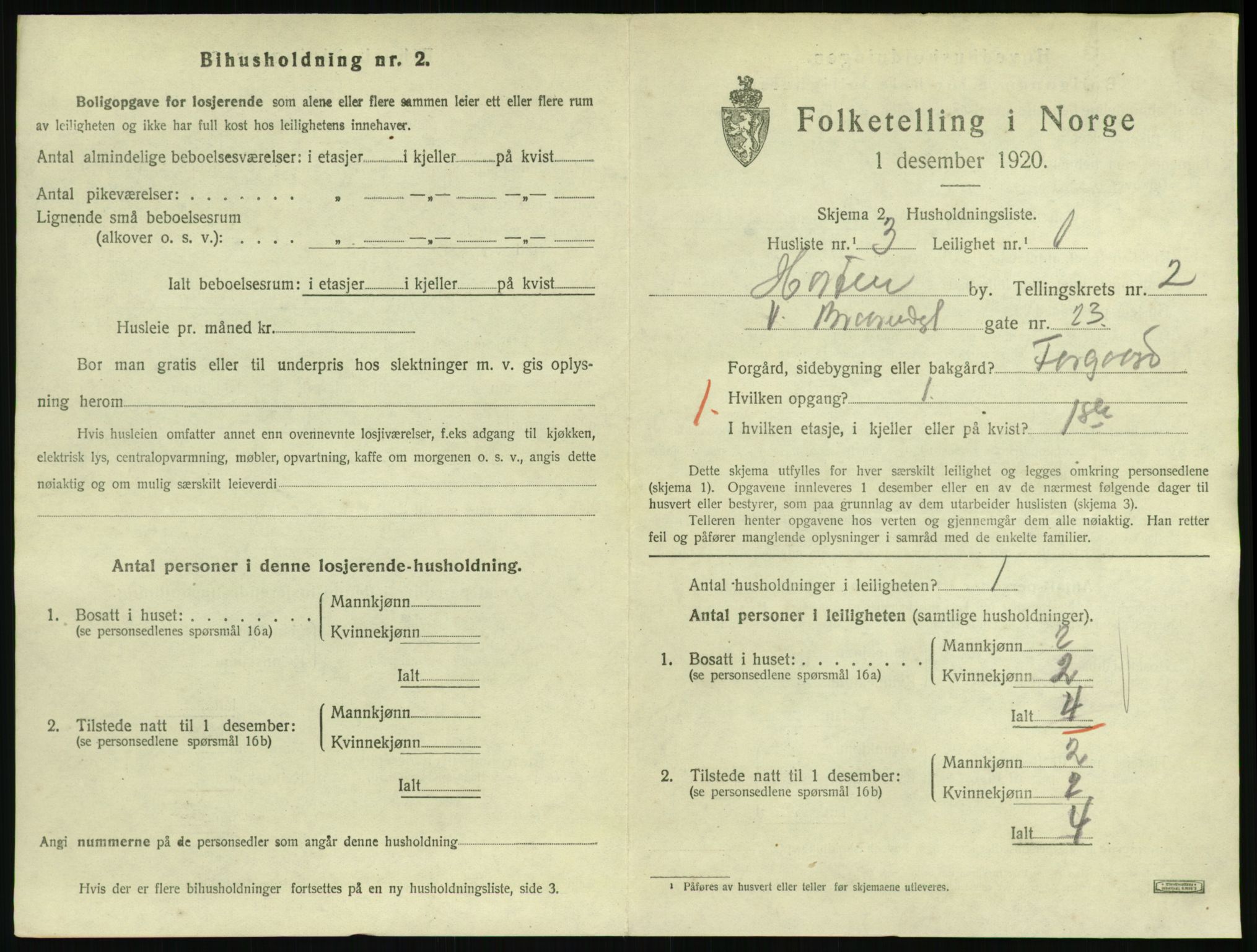 SAKO, 1920 census for Horten, 1920, p. 3307