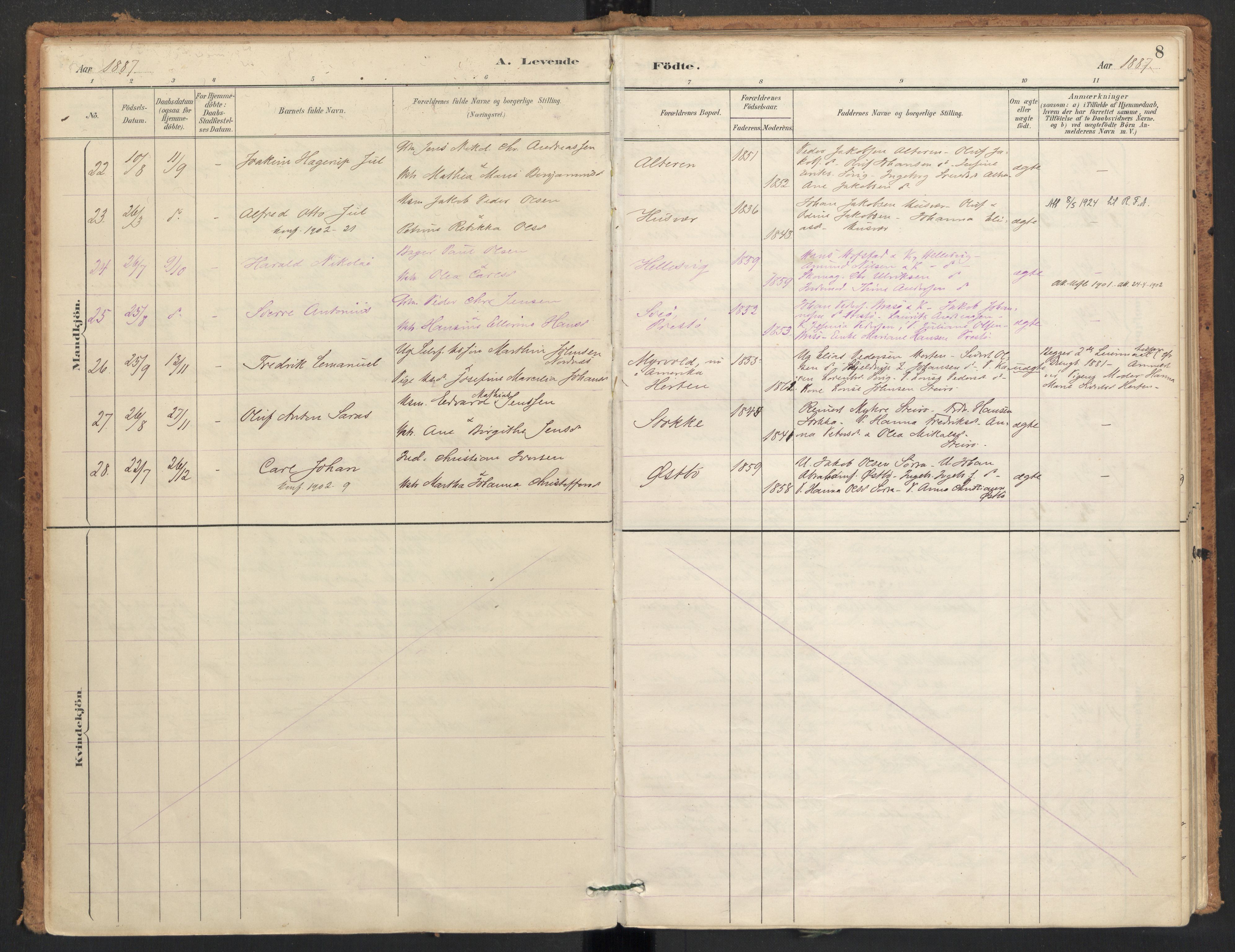 Ministerialprotokoller, klokkerbøker og fødselsregistre - Nordland, AV/SAT-A-1459/830/L0453: Parish register (official) no. 830A17, 1886-1911, p. 8