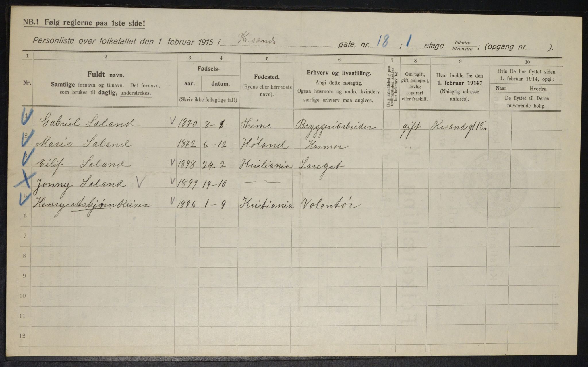 OBA, Municipal Census 1915 for Kristiania, 1915, p. 53979