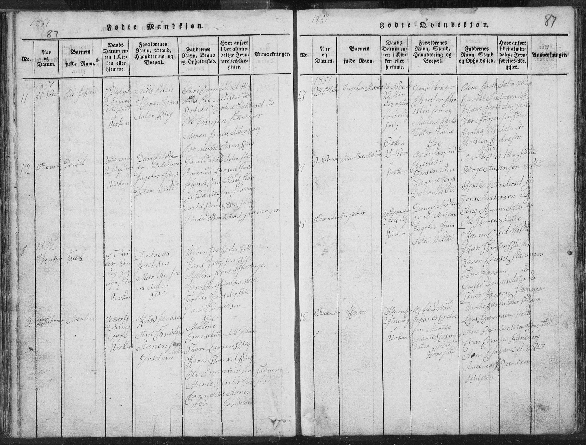 Hetland sokneprestkontor, SAST/A-101826/30/30BA/L0001: Parish register (official) no. A 1, 1816-1856, p. 87