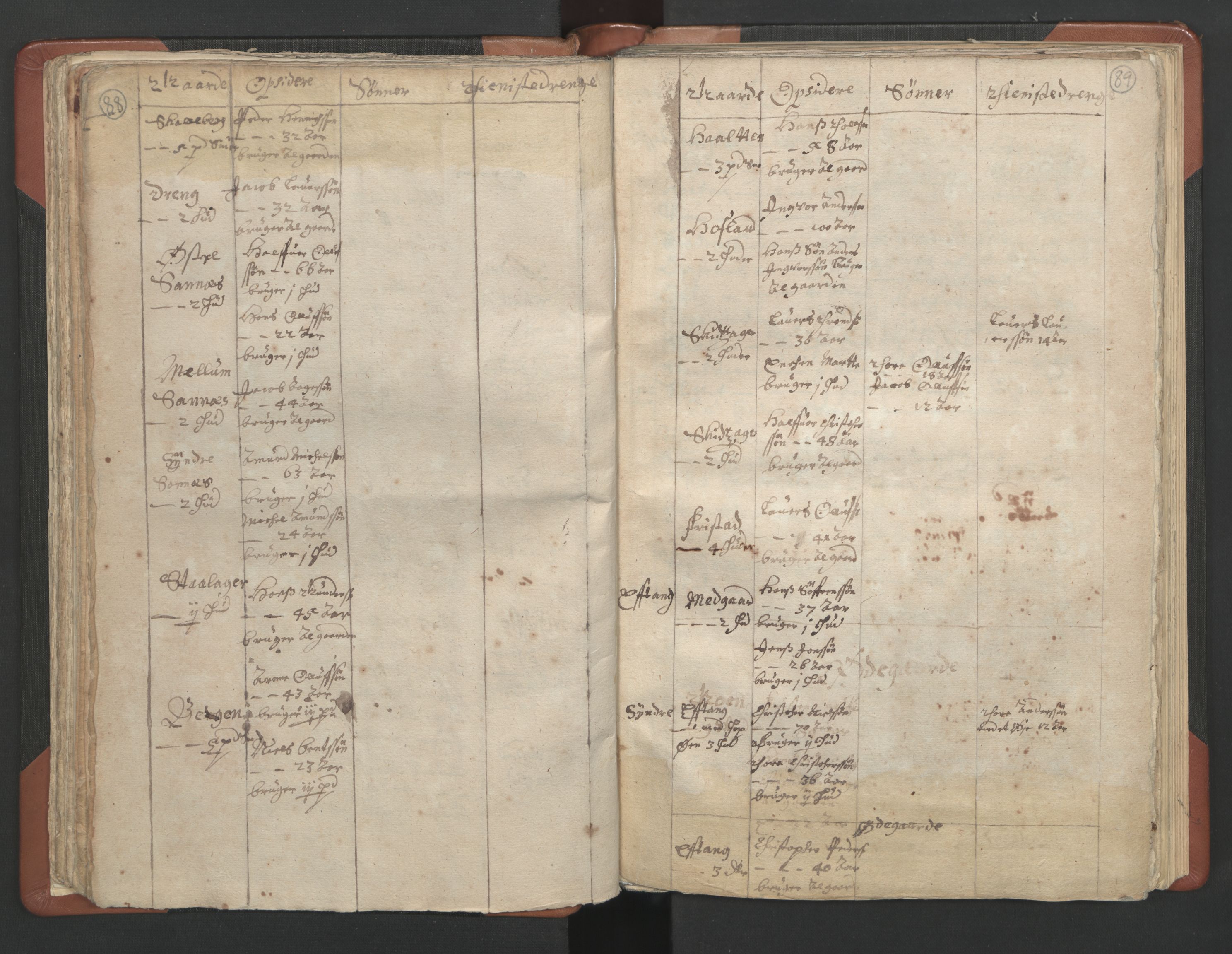 RA, Vicar's Census 1664-1666, no. 11: Brunlanes deanery, 1664-1666, p. 88-89