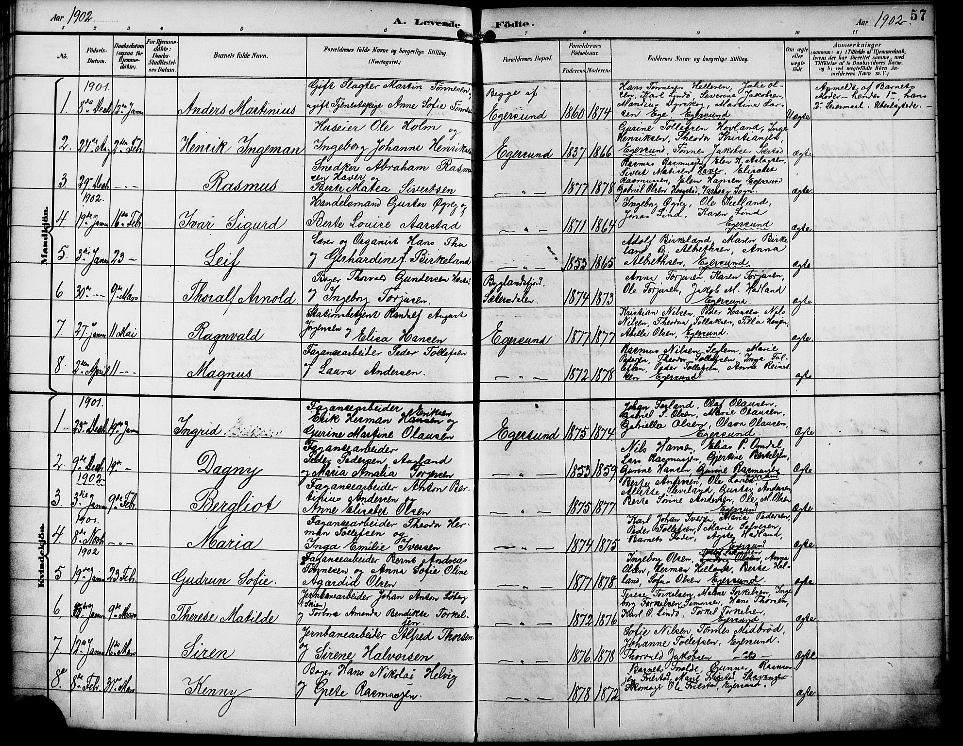 Eigersund sokneprestkontor, SAST/A-101807/S09/L0010: Parish register (copy) no. B 10, 1893-1907, p. 57
