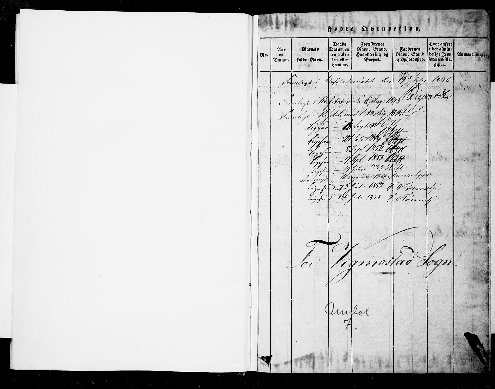 Nord-Audnedal sokneprestkontor, AV/SAK-1111-0032/F/Fa/Fab/L0001: Parish register (official) no. A 1, 1816-1858