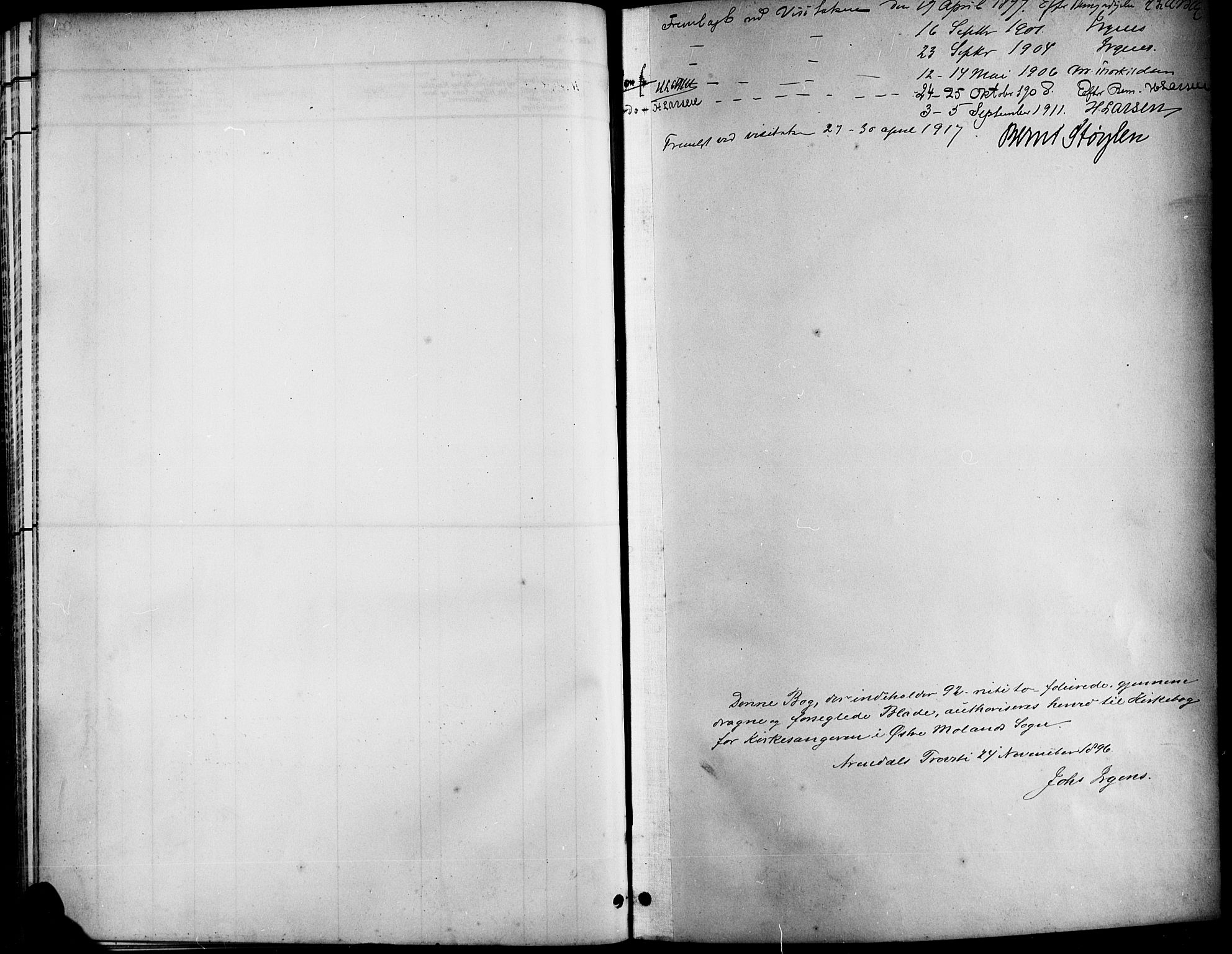 Austre Moland sokneprestkontor, SAK/1111-0001/F/Fb/Fba/L0004: Parish register (copy) no. B 4a, 1897-1913