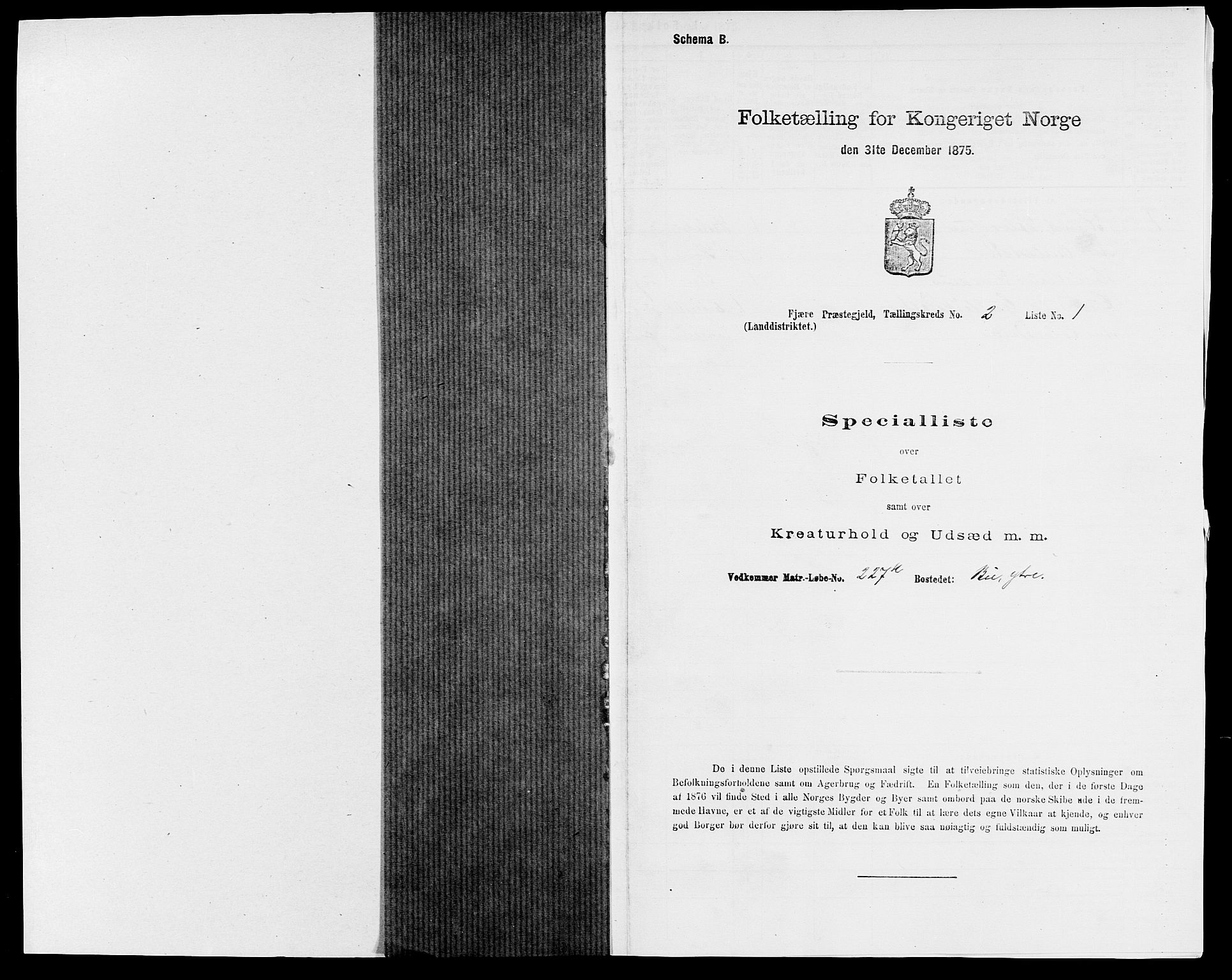 SAK, 1875 census for 0923L Fjære/Fjære, 1875, p. 521