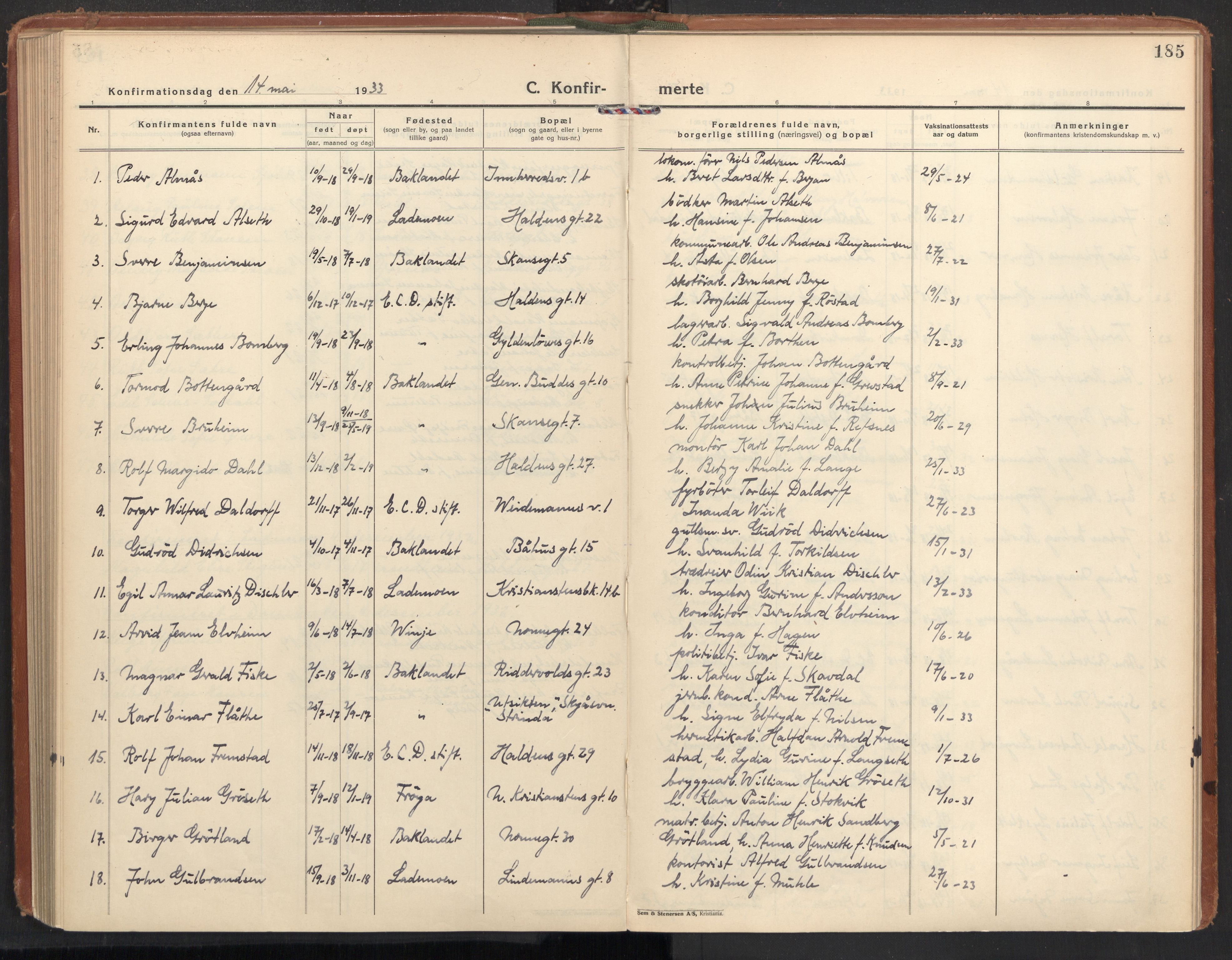 Ministerialprotokoller, klokkerbøker og fødselsregistre - Sør-Trøndelag, SAT/A-1456/604/L0208: Parish register (official) no. 604A28, 1923-1937, p. 185