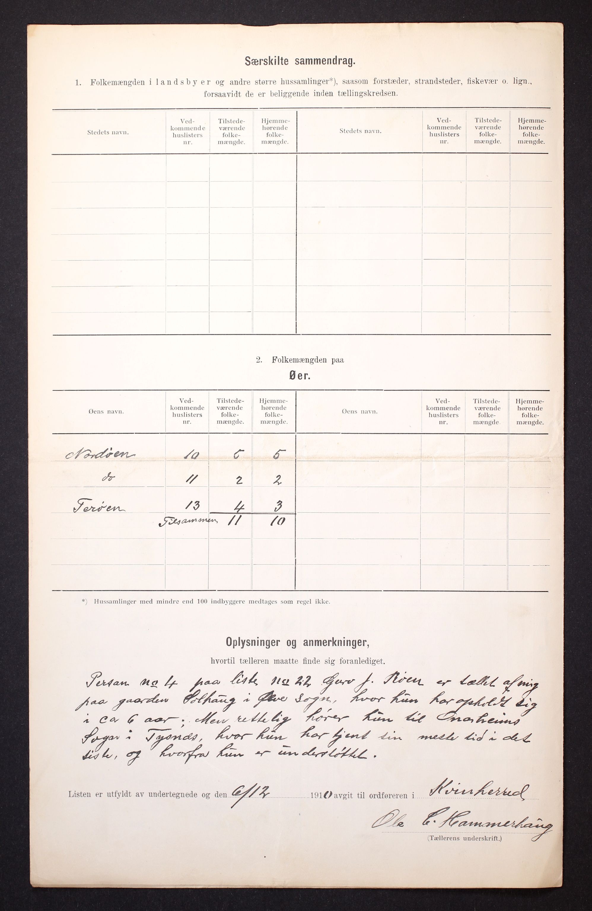 RA, 1910 census for Kvinnherad, 1910, p. 6