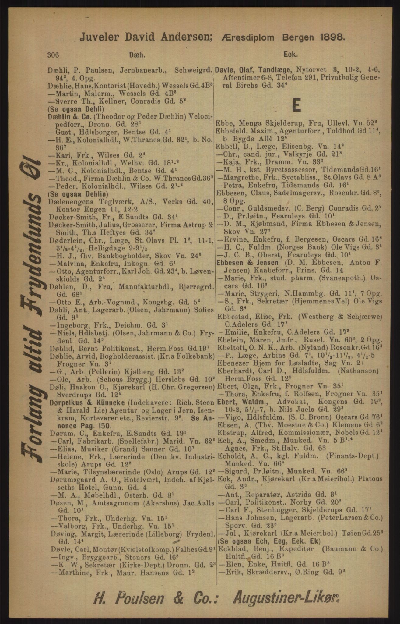 Kristiania/Oslo adressebok, PUBL/-, 1905, p. 306