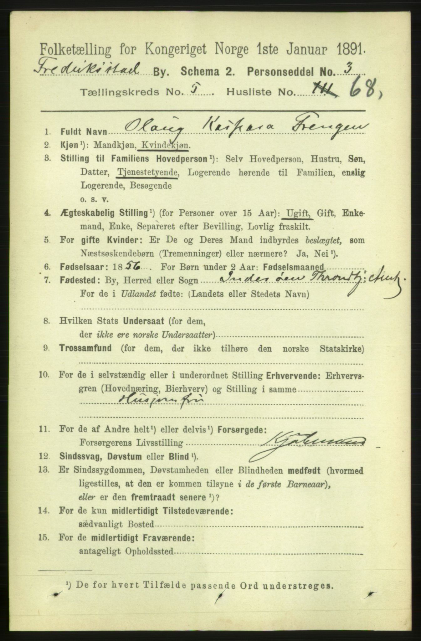 RA, 1891 census for 0103 Fredrikstad, 1891, p. 7459