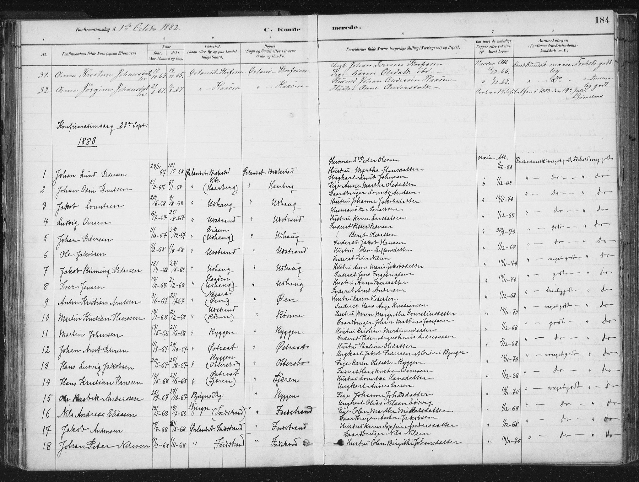 Ministerialprotokoller, klokkerbøker og fødselsregistre - Sør-Trøndelag, AV/SAT-A-1456/659/L0739: Parish register (official) no. 659A09, 1879-1893, p. 184