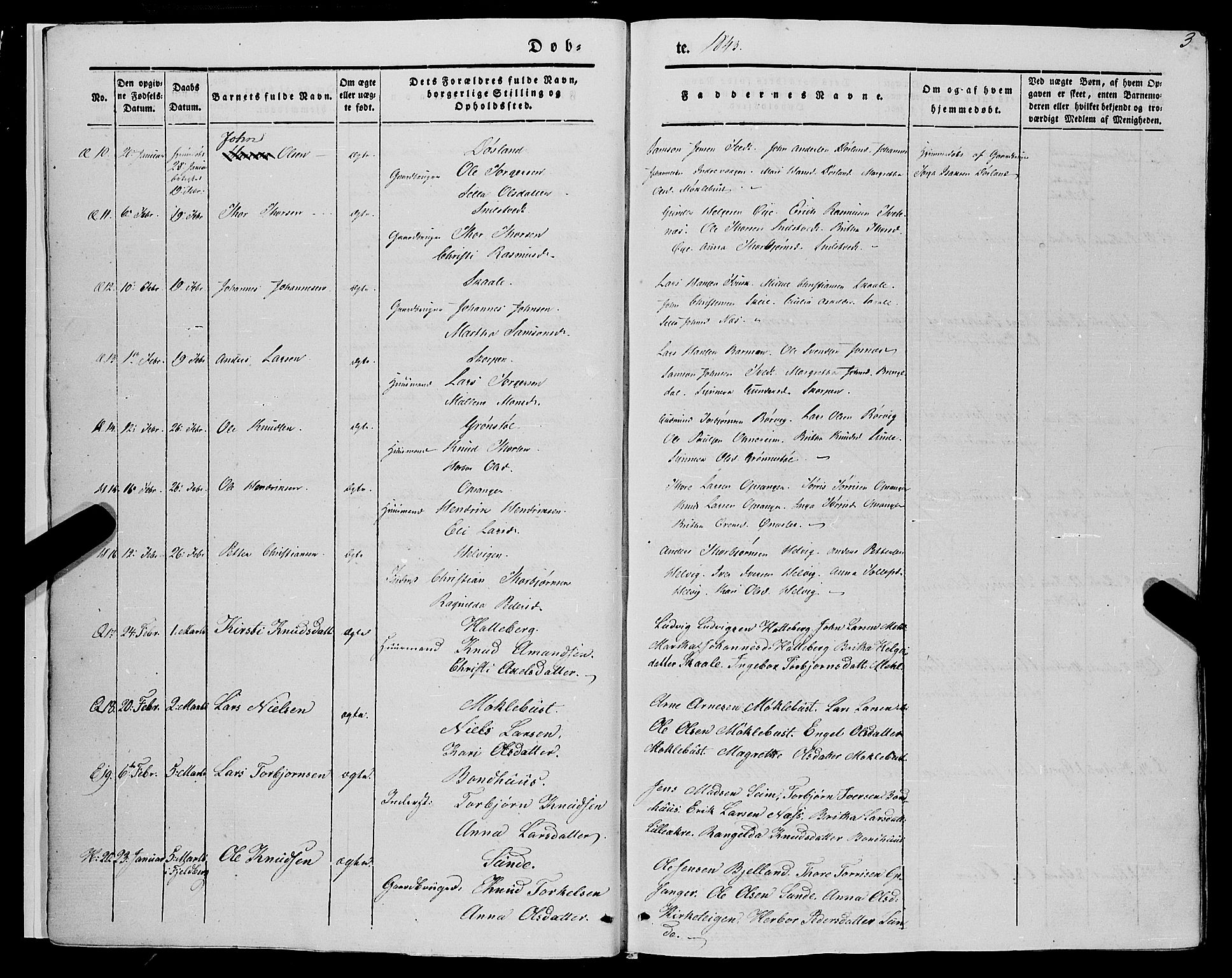 Kvinnherad sokneprestembete, AV/SAB-A-76401/H/Haa: Parish register (official) no. A 7, 1843-1853, p. 3