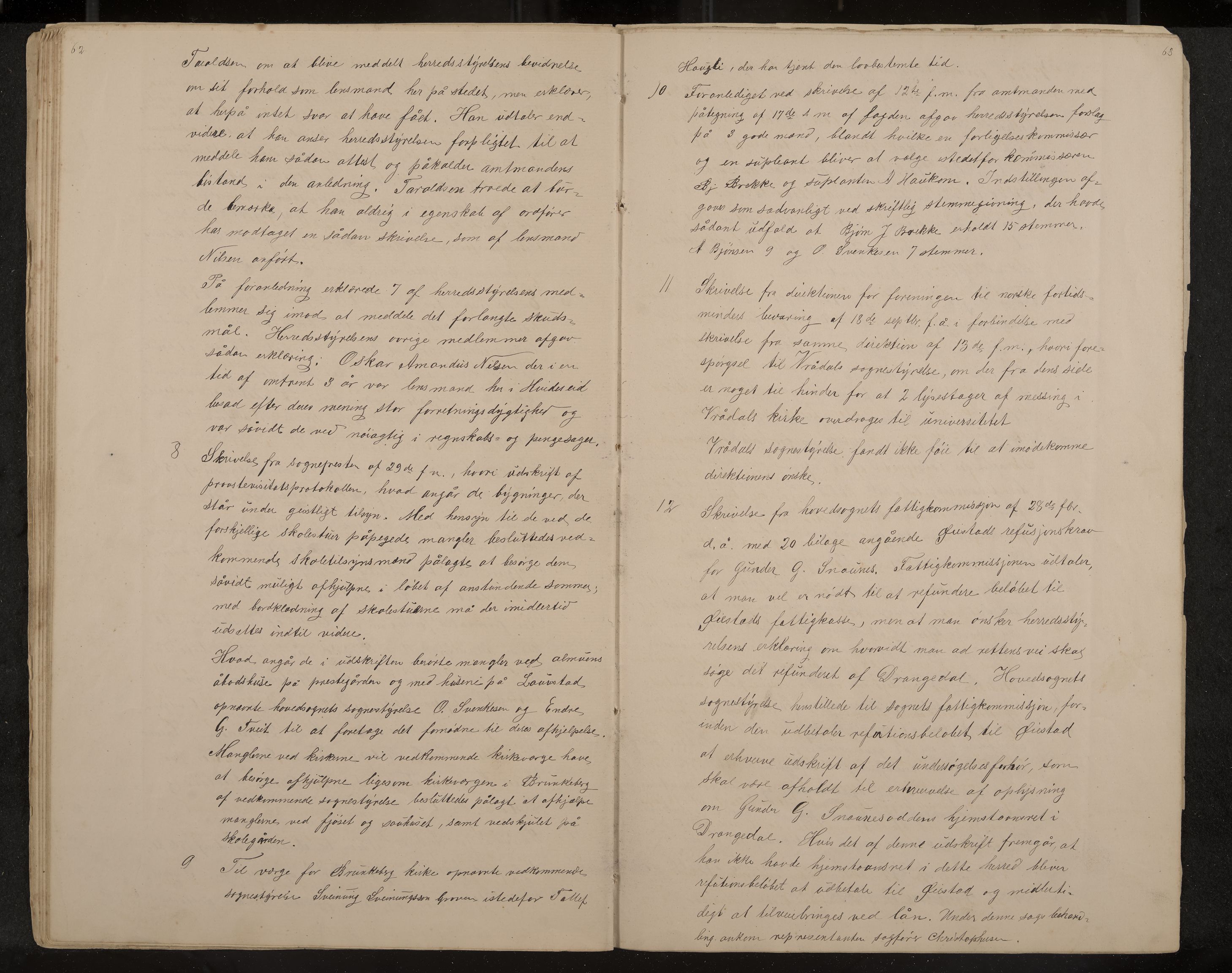 Kviteseid formannskap og sentraladministrasjon, IKAK/0829021/A/Aa/L0041: Utskrift av møtebok, 1882-1884, p. 62-63
