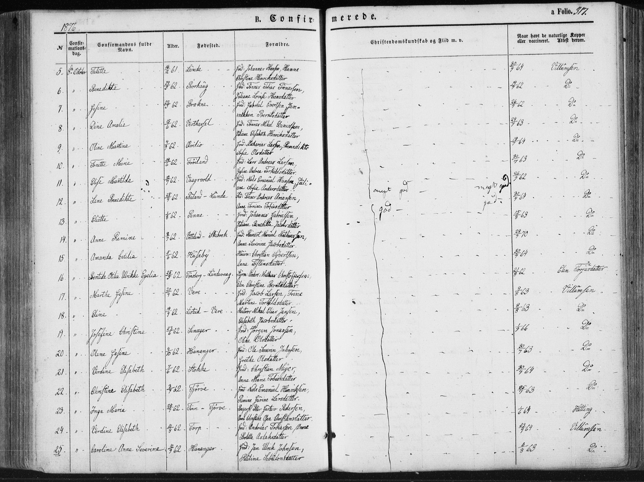 Lista sokneprestkontor, AV/SAK-1111-0027/F/Fa/L0011: Parish register (official) no. A 11, 1861-1878, p. 317