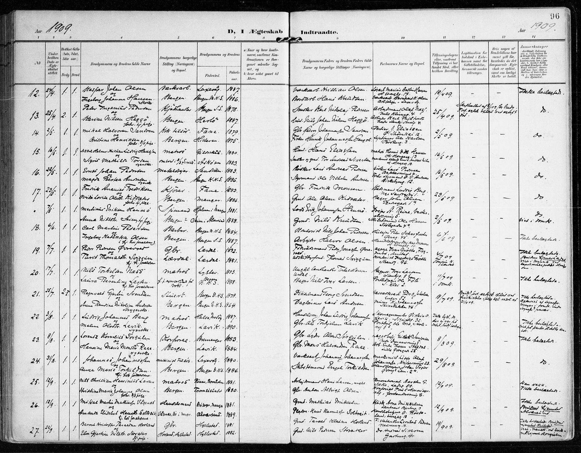 Mariakirken Sokneprestembete, AV/SAB-A-76901/H/Haa/L0014: Parish register (official) no. C 2, 1900-1916, p. 96