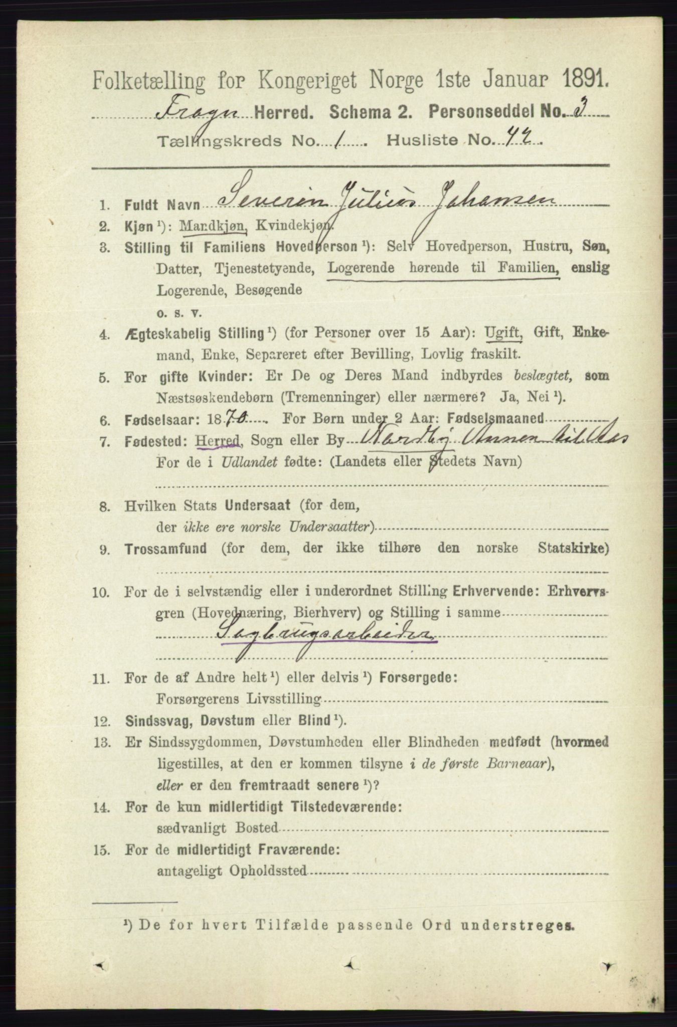 RA, 1891 census for 0215 Frogn, 1891, p. 658