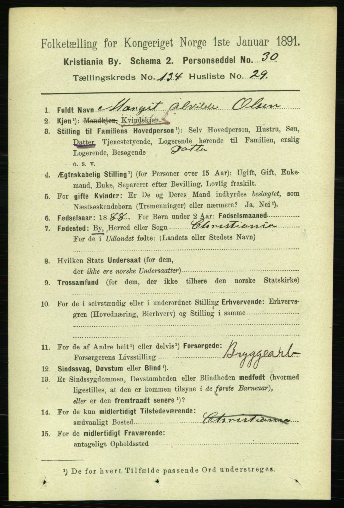 RA, 1891 census for 0301 Kristiania, 1891, p. 74083