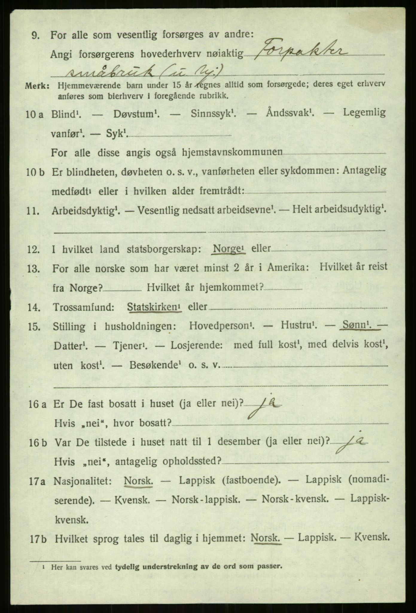 SATØ, 1920 census for Balsfjord, 1920, p. 2704