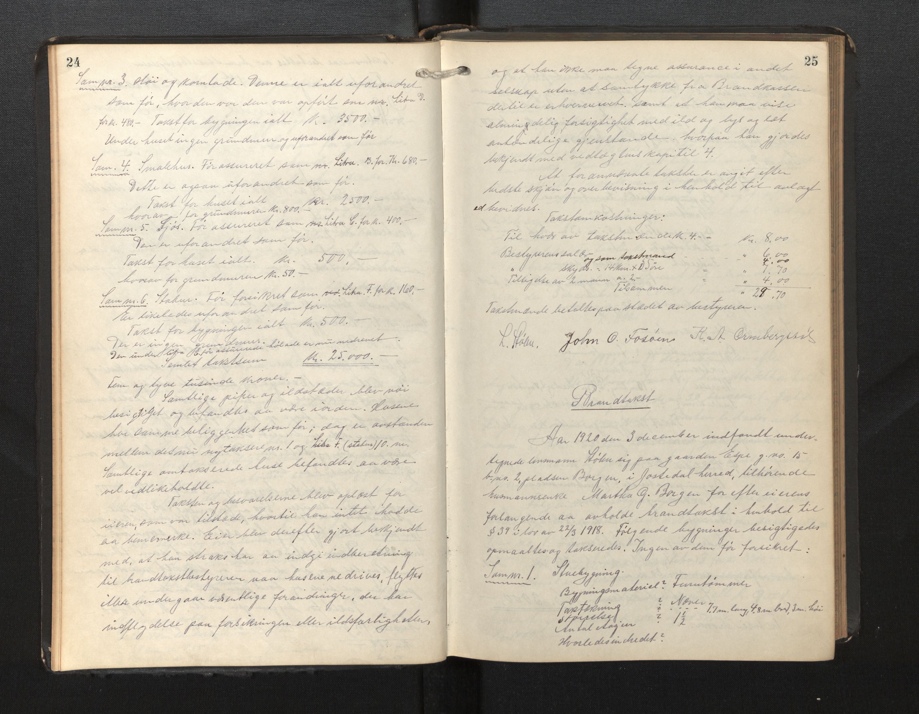 Lensmannen i Jostedal, AV/SAB-A-28601/0012/L0002: Branntakstprotokoll, 1919-1952, p. 24-25
