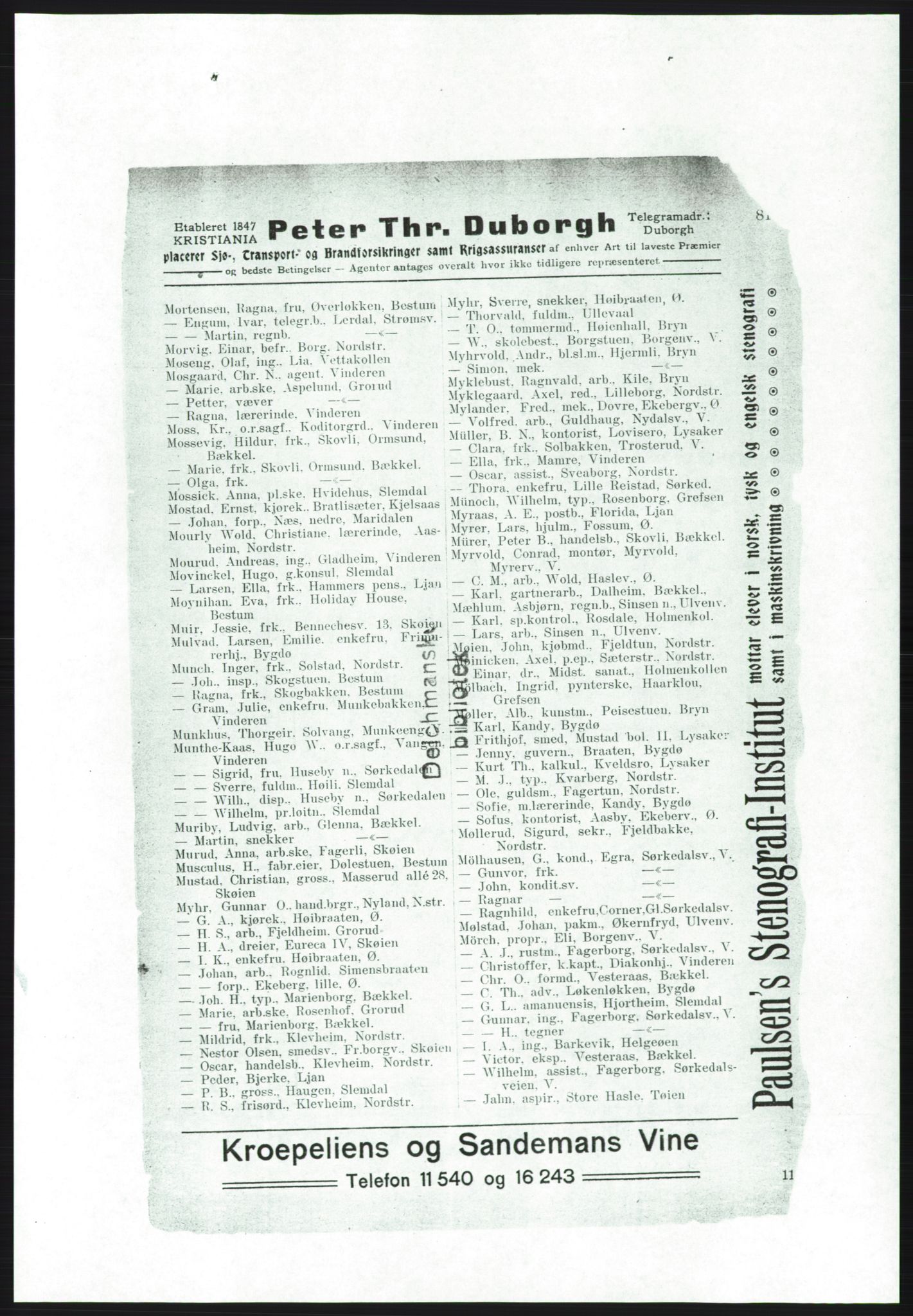 Aker adressebok/adressekalender, PUBL/001/A/001: Akers adressebok, 1916-1917, p. 81