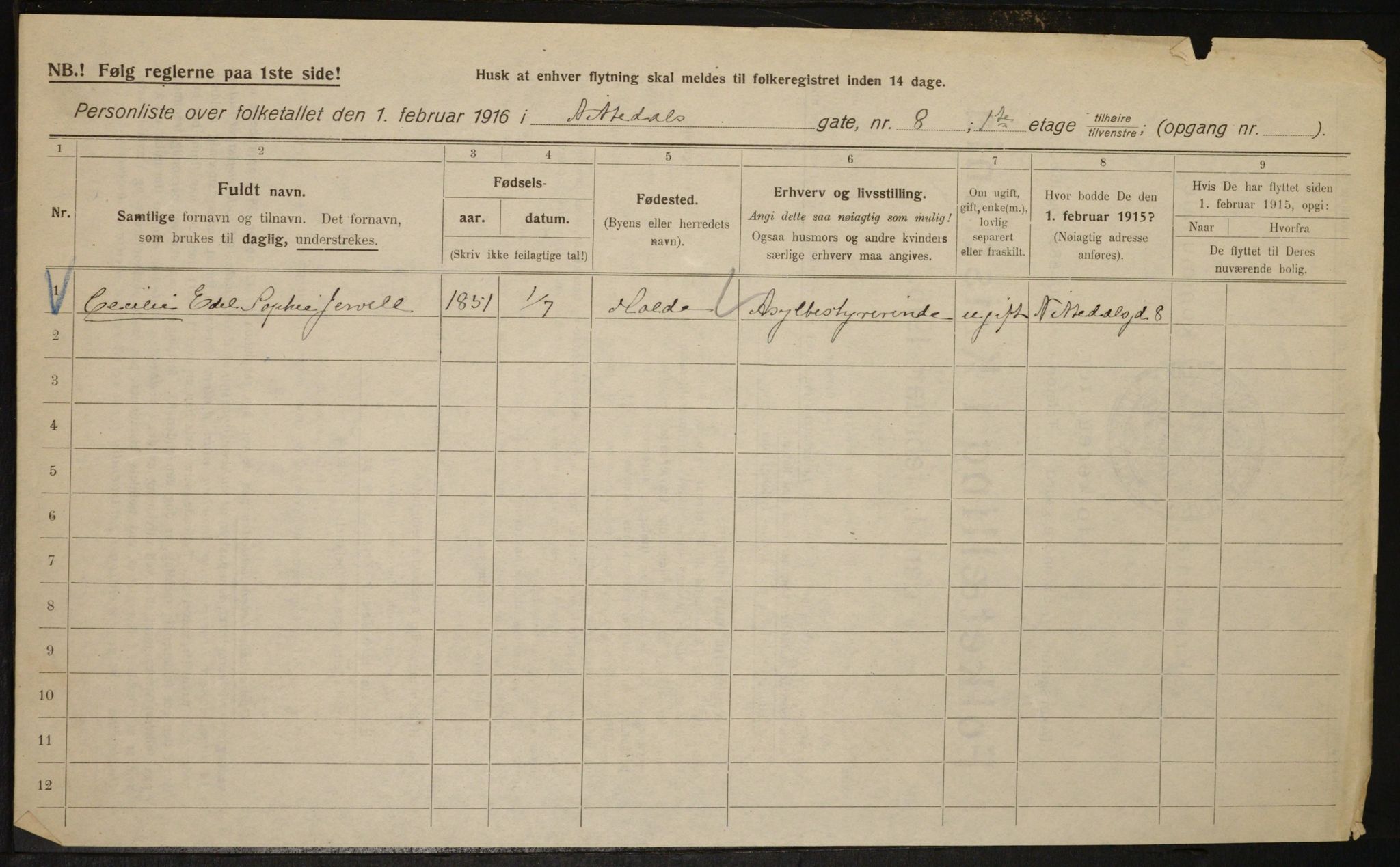 OBA, Municipal Census 1916 for Kristiania, 1916, p. 73038