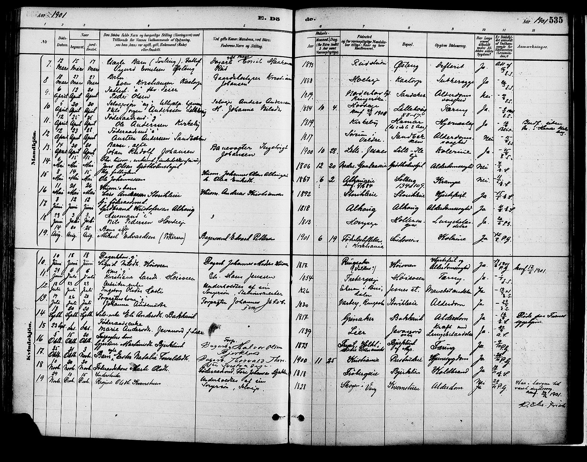 Vang prestekontor, Hedmark, SAH/PREST-008/H/Ha/Haa/L0018B: Parish register (official) no. 18B, 1880-1906, p. 535
