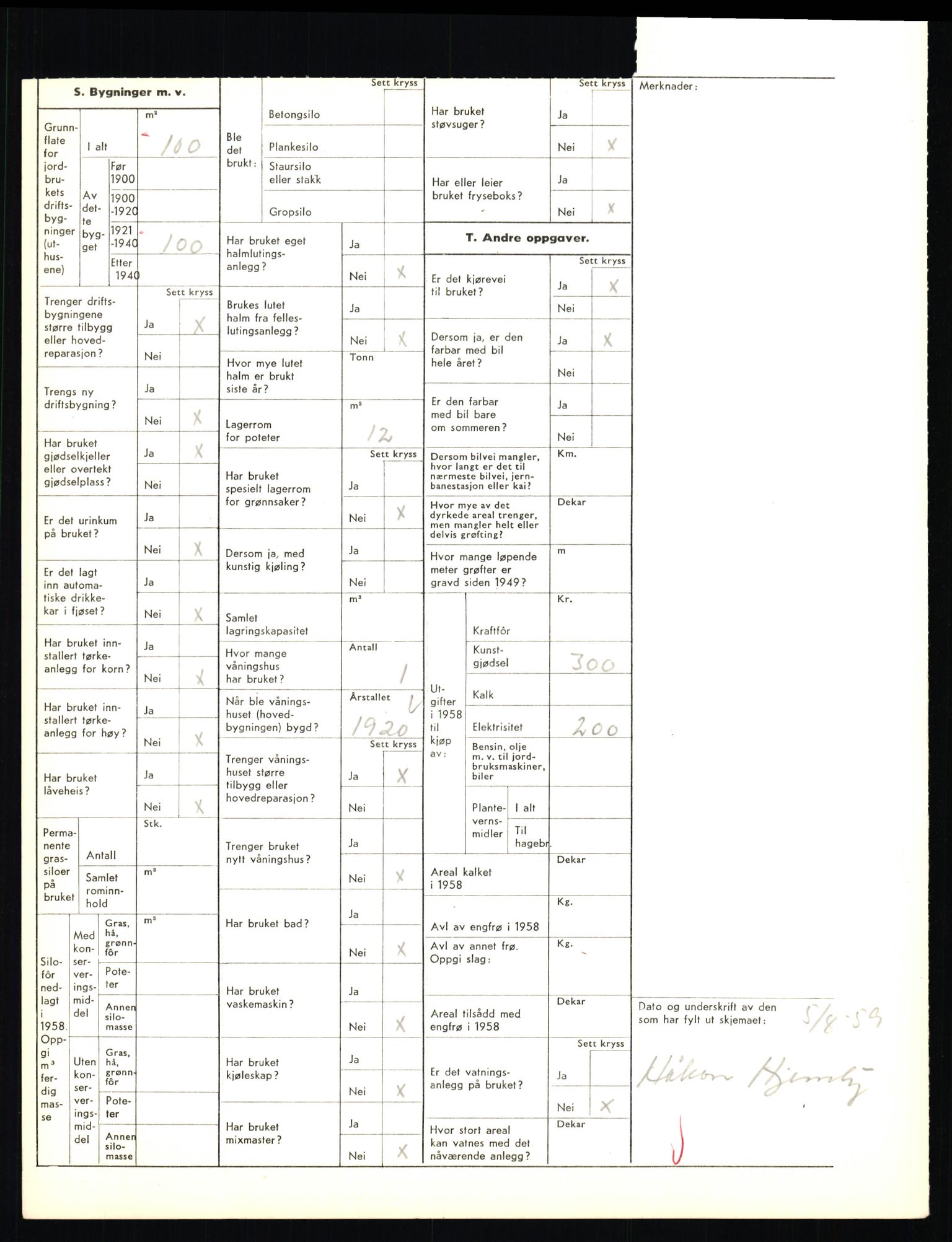 Statistisk sentralbyrå, Næringsøkonomiske emner, Jordbruk, skogbruk, jakt, fiske og fangst, AV/RA-S-2234/G/Gd/L0655: Troms: 1924 Målselv (kl. 4-10), 1959, p. 1146