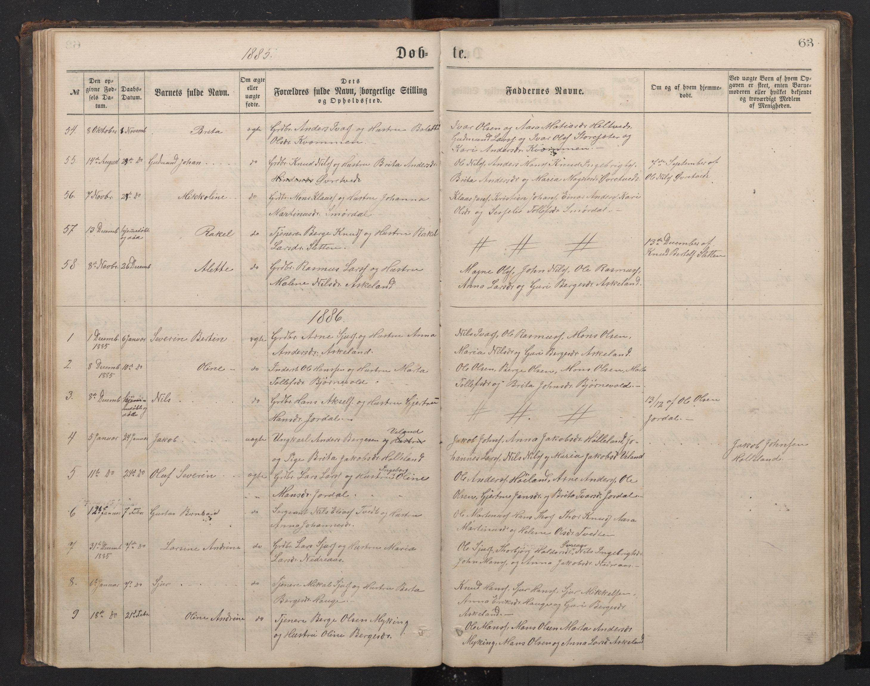Lindås Sokneprestembete, SAB/A-76701/H/Hab: Parish register (copy) no. E 2, 1867-1892, p. 62b-63a