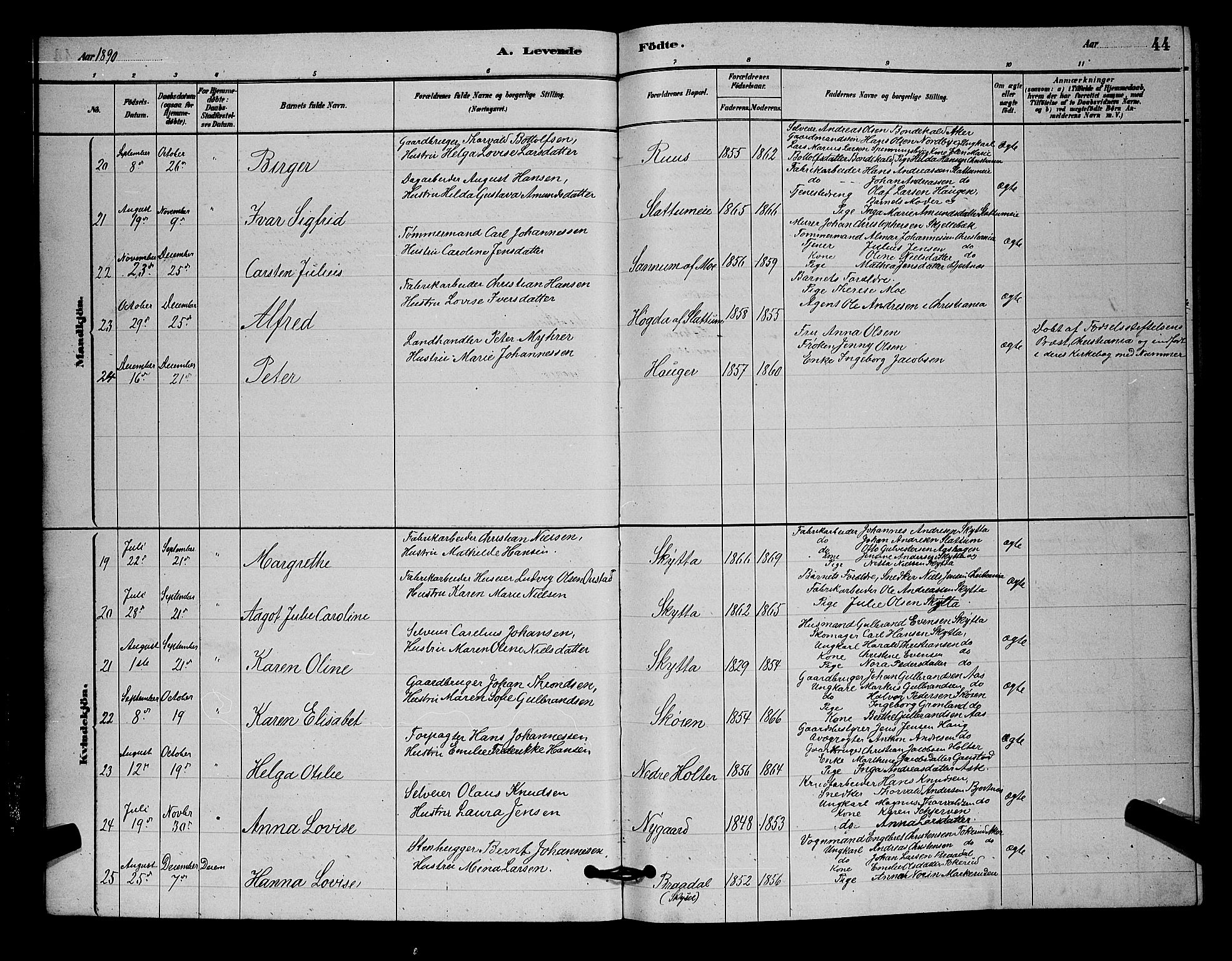 Nittedal prestekontor Kirkebøker, AV/SAO-A-10365a/G/Ga/L0002: Parish register (copy) no. I 2, 1879-1901, p. 44