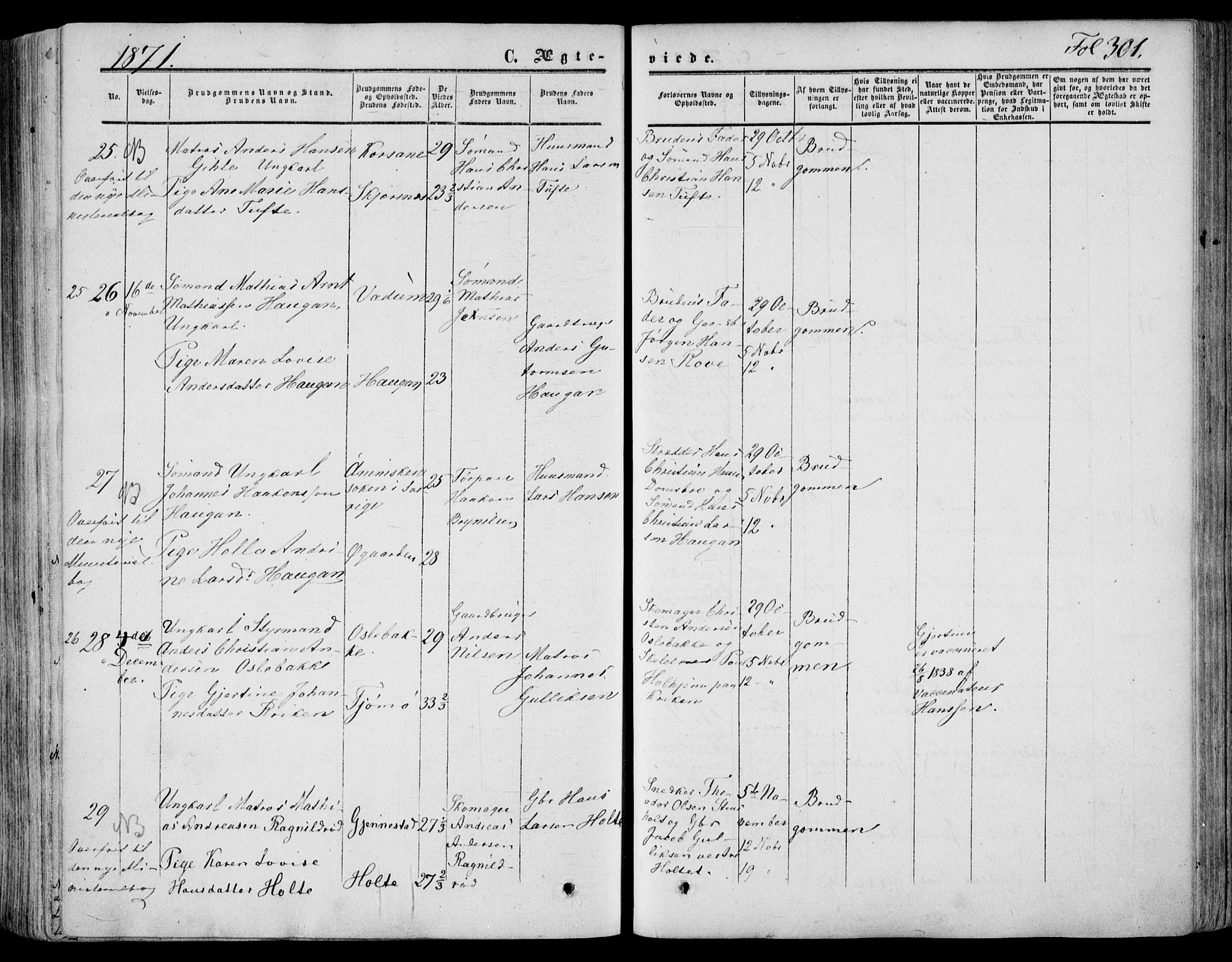 Stokke kirkebøker, AV/SAKO-A-320/F/Fa/L0008: Parish register (official) no. I 8, 1858-1871, p. 301