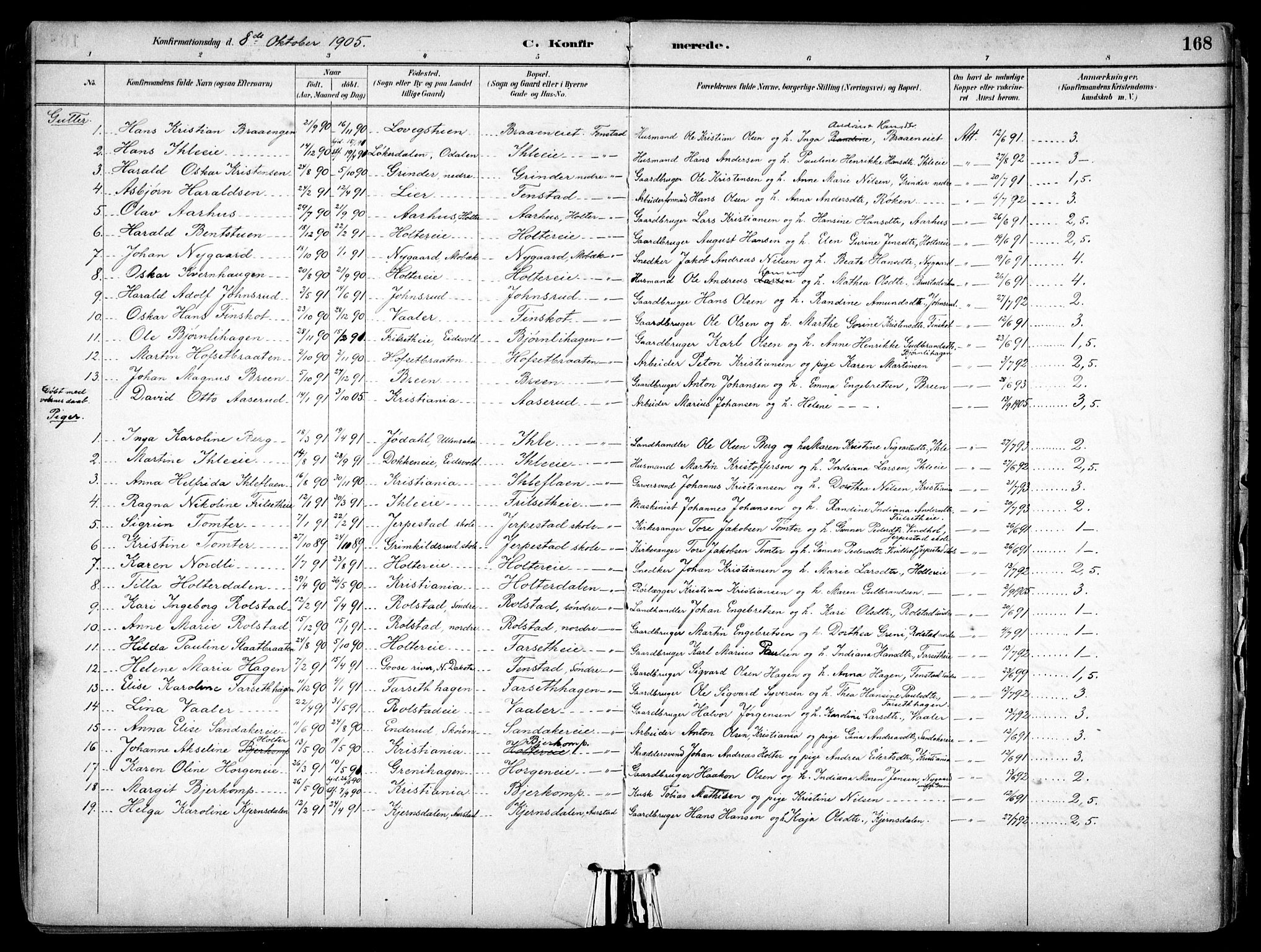 Nes prestekontor Kirkebøker, SAO/A-10410/F/Fb/L0002: Parish register (official) no. II 2, 1883-1918, p. 168