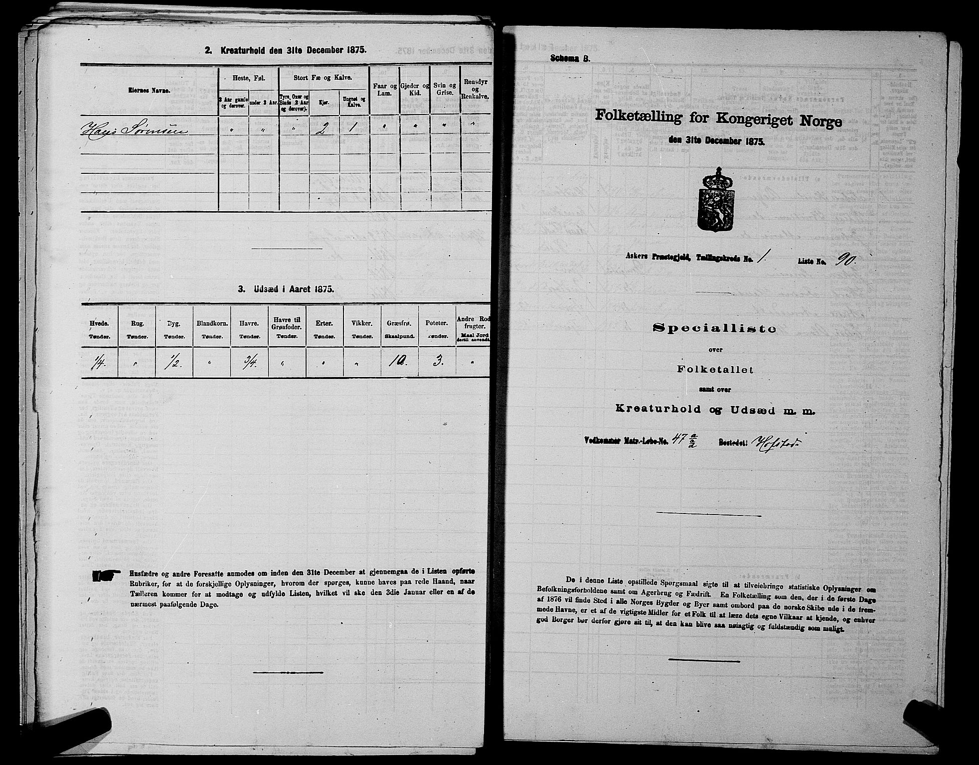 RA, 1875 census for 0220P Asker, 1875, p. 345