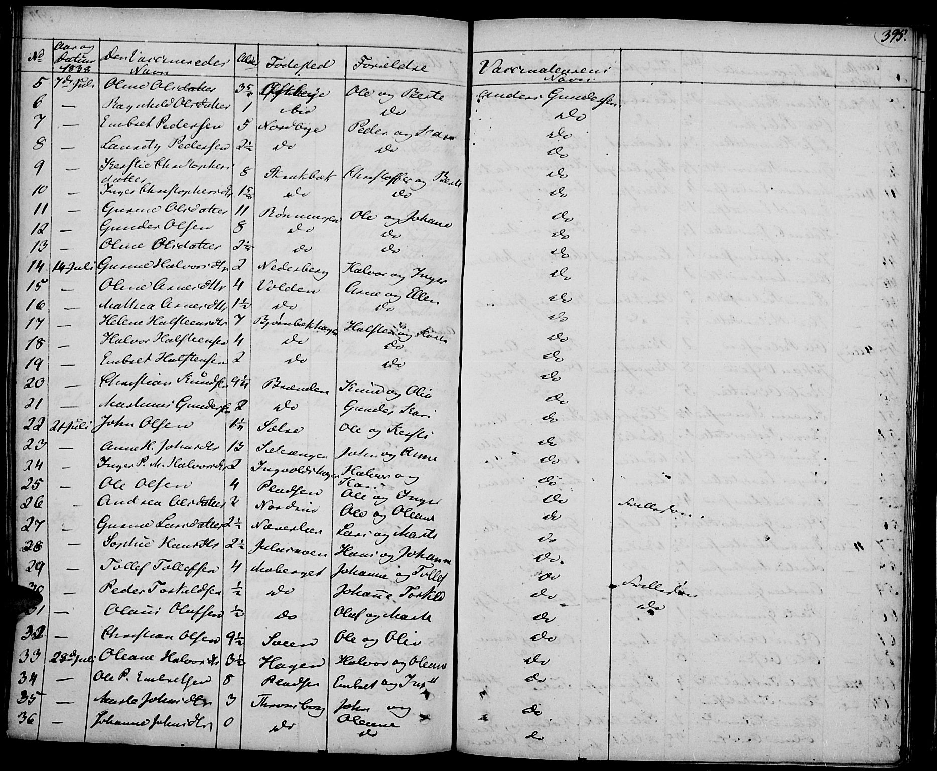 Elverum prestekontor, SAH/PREST-044/H/Ha/Haa/L0008: Parish register (official) no. 8, 1830-1842, p. 395