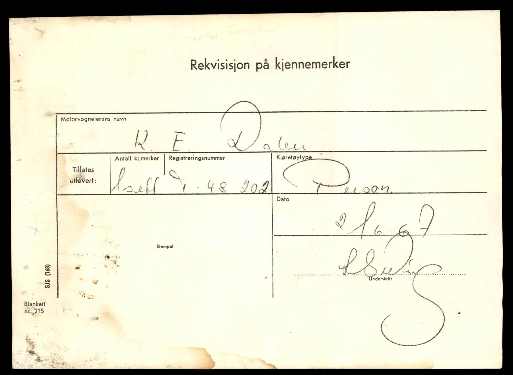 Møre og Romsdal vegkontor - Ålesund trafikkstasjon, SAT/A-4099/F/Fe/L0091: Registreringskort for kjøretøy T 48202 - T 49435, 1927-1998, p. 7