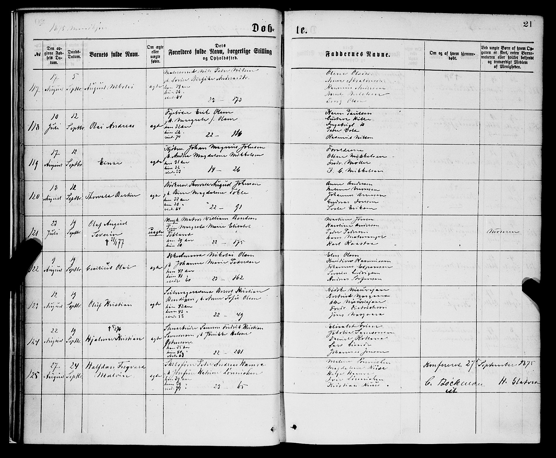 Korskirken sokneprestembete, SAB/A-76101/H/Hab: Parish register (copy) no. B 7, 1874-1878, p. 21