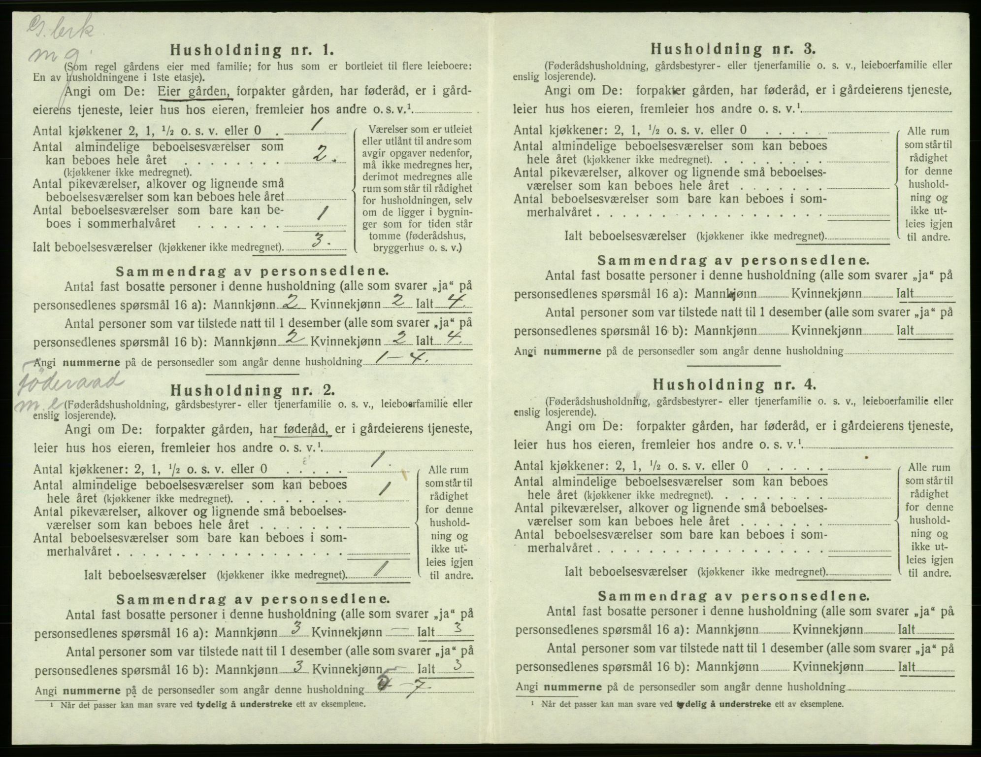 SAB, 1920 census for Bremnes, 1920, p. 488