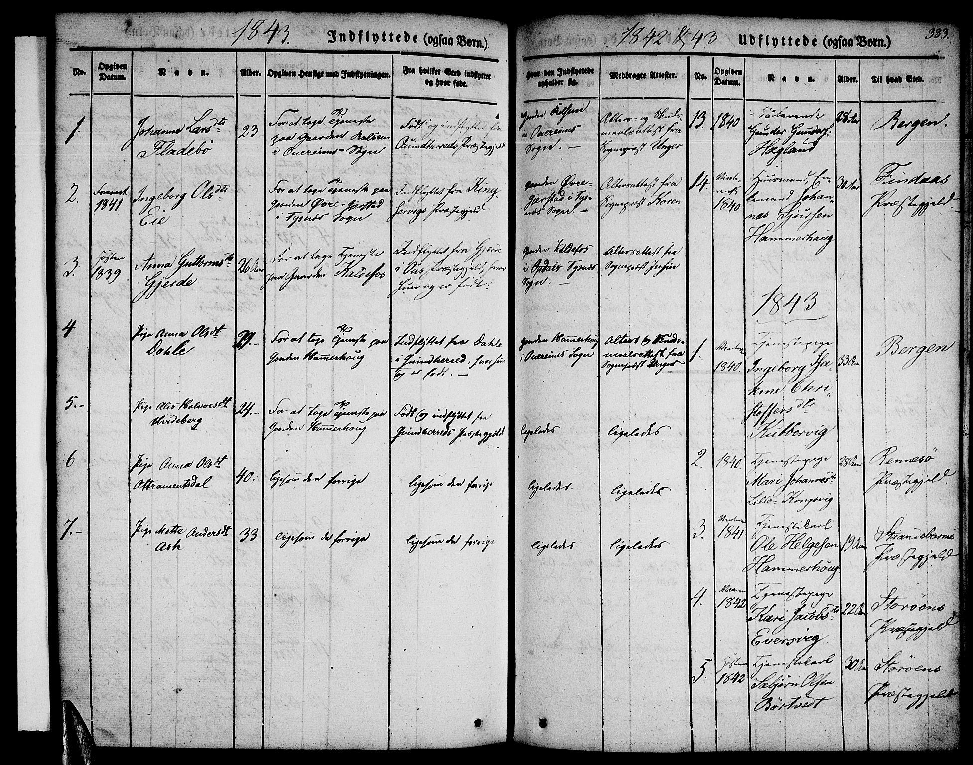 Tysnes sokneprestembete, AV/SAB-A-78601/H/Haa: Parish register (official) no. A 9, 1837-1848, p. 383