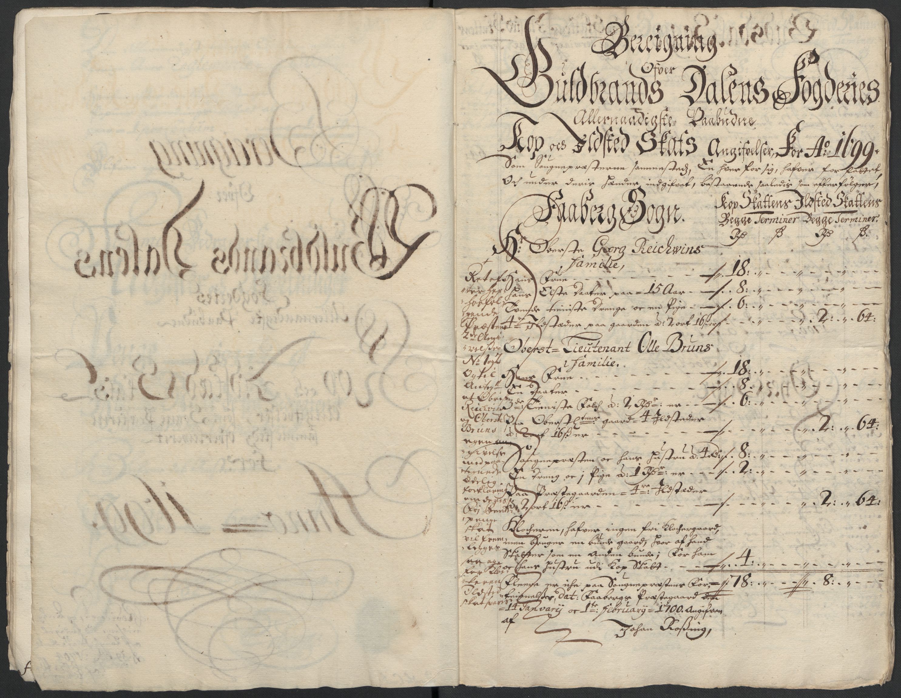 Rentekammeret inntil 1814, Reviderte regnskaper, Fogderegnskap, RA/EA-4092/R17/L1172: Fogderegnskap Gudbrandsdal, 1699, p. 28
