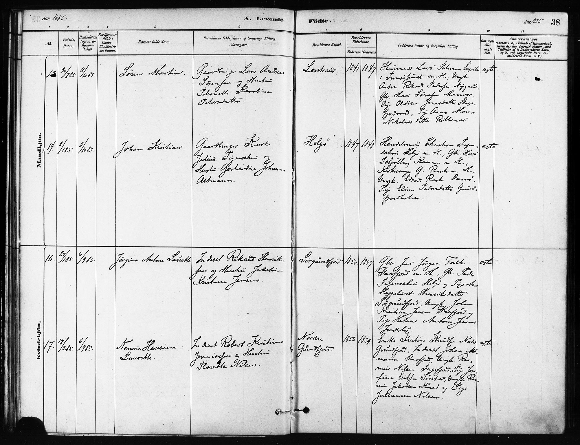 Karlsøy sokneprestembete, SATØ/S-1299/H/Ha/Haa/L0011kirke: Parish register (official) no. 11, 1879-1892, p. 38