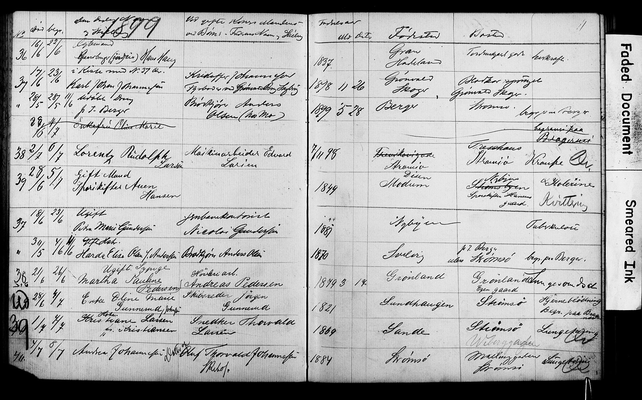 Strømsø kirkebøker, AV/SAKO-A-246/Y/Ya/L0005: Parish register draft no. I 5, 1897-1903, p. 11