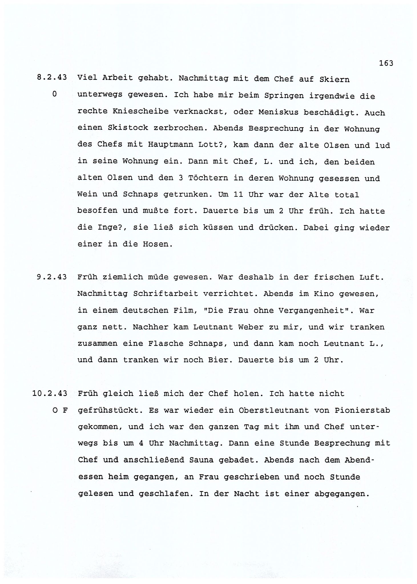 Dagbokopptegnelser av en tysk marineoffiser stasjonert i Norge , FMFB/A-1160/F/L0001: Dagbokopptegnelser av en tysk marineoffiser stasjonert i Norge, 1941-1944, p. 163