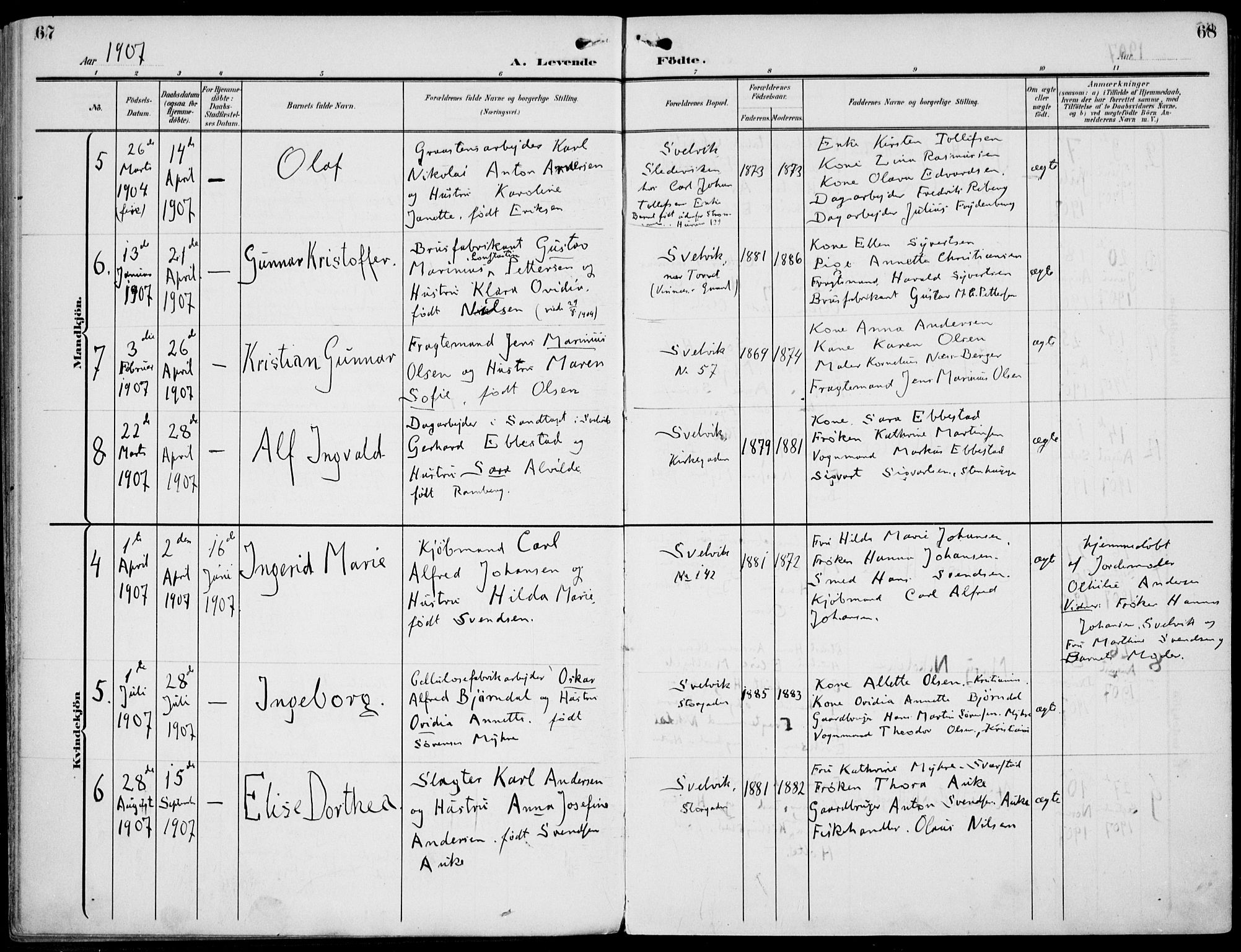 Strømm kirkebøker, AV/SAKO-A-322/F/Fb/L0002: Parish register (official) no. II 2, 1900-1919, p. 67-68