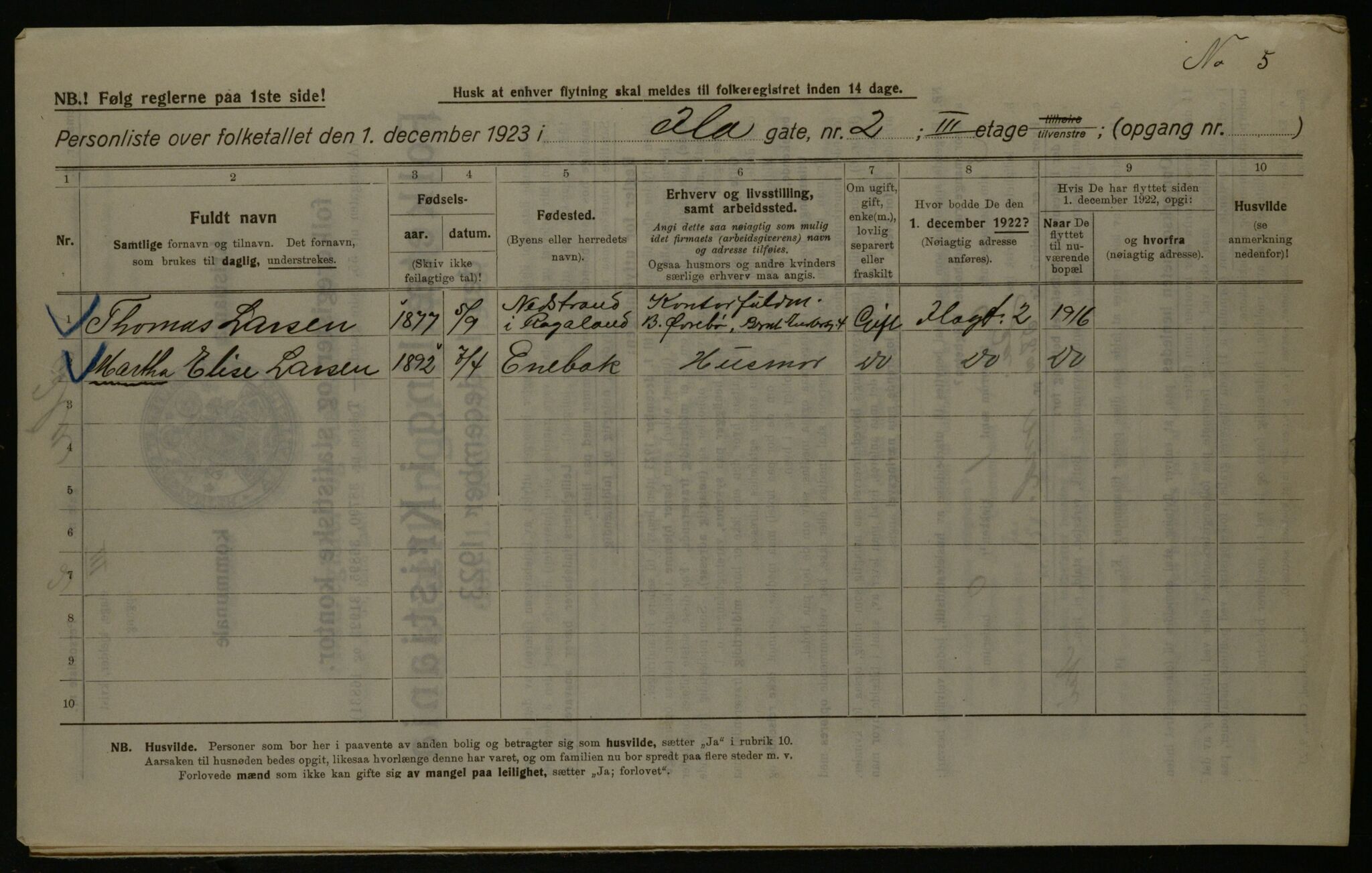 OBA, Municipal Census 1923 for Kristiania, 1923, p. 48342